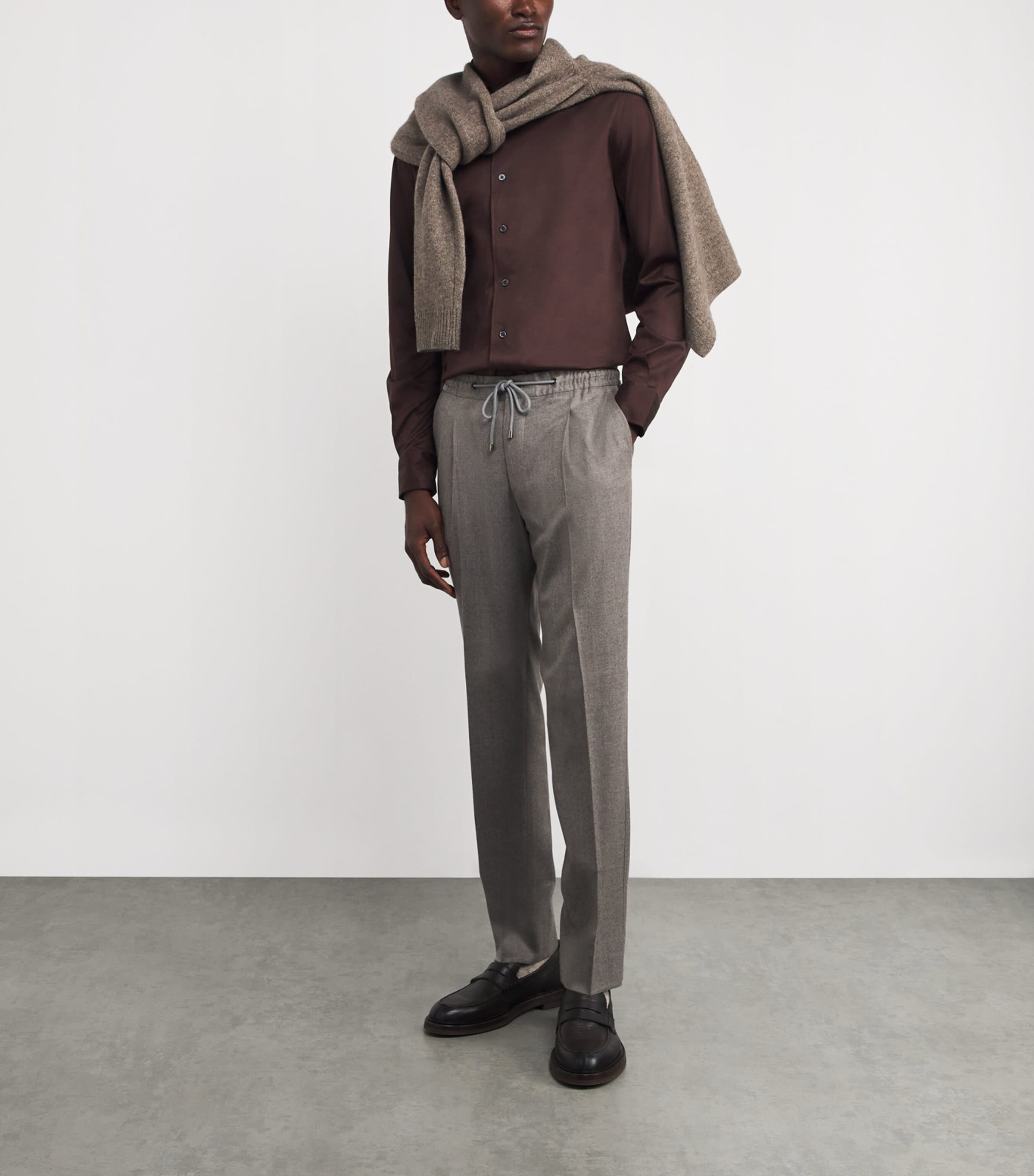 Corneliani Mens Cotton Long-Sleeve Shirt Brick Brown Image 2