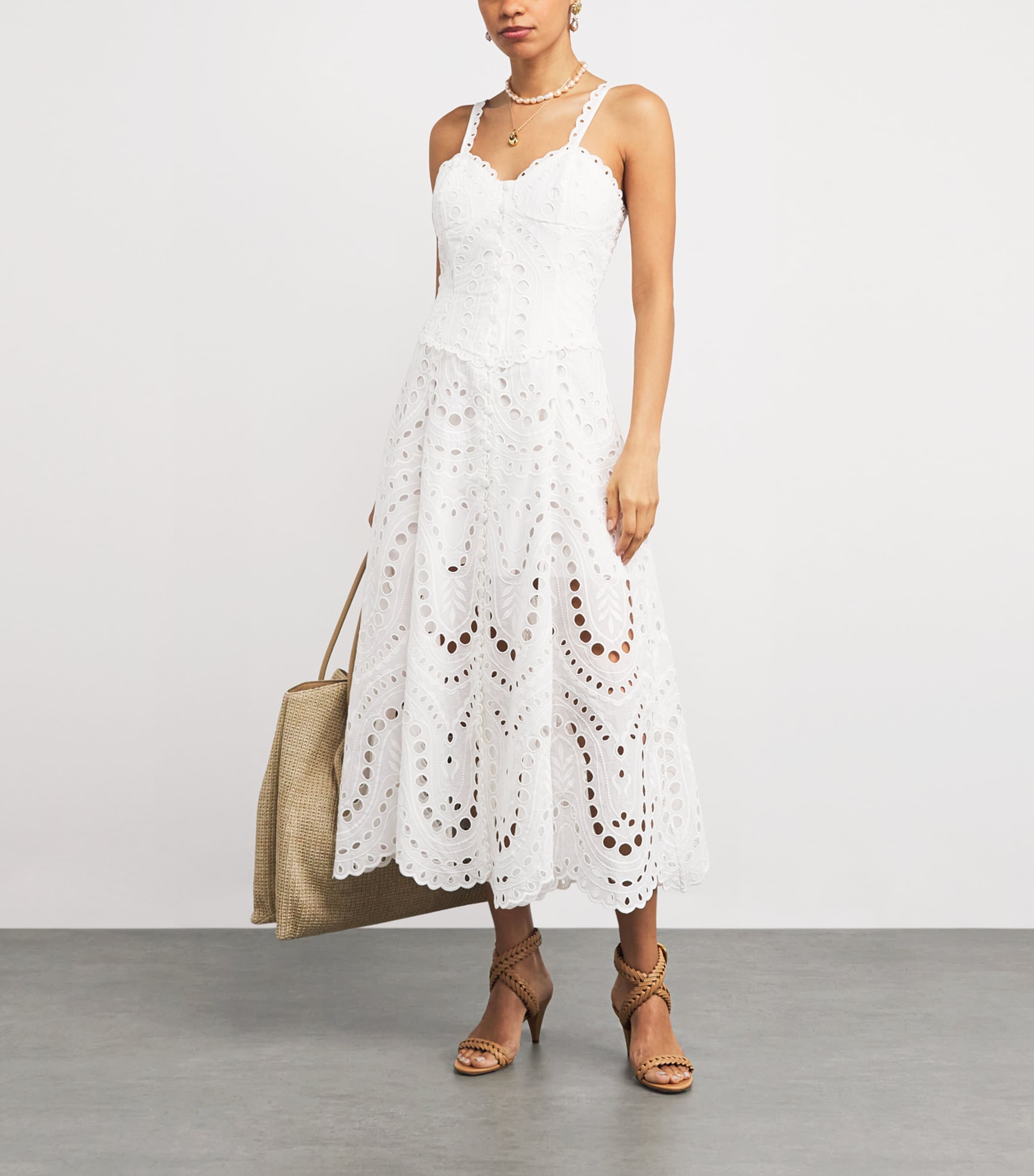 Cotton-Blend Solace Midi Dress WHITE SEALACE Image 2
