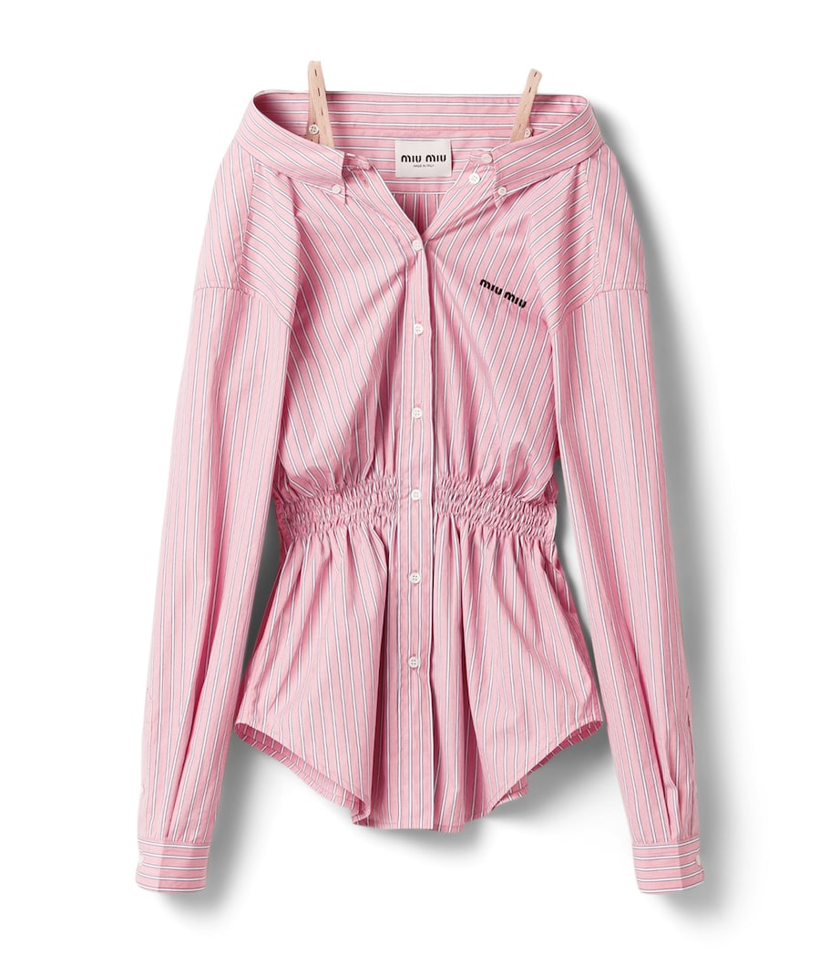 Miu Miu Womens Poplin Stripe Mini Dress Image 1