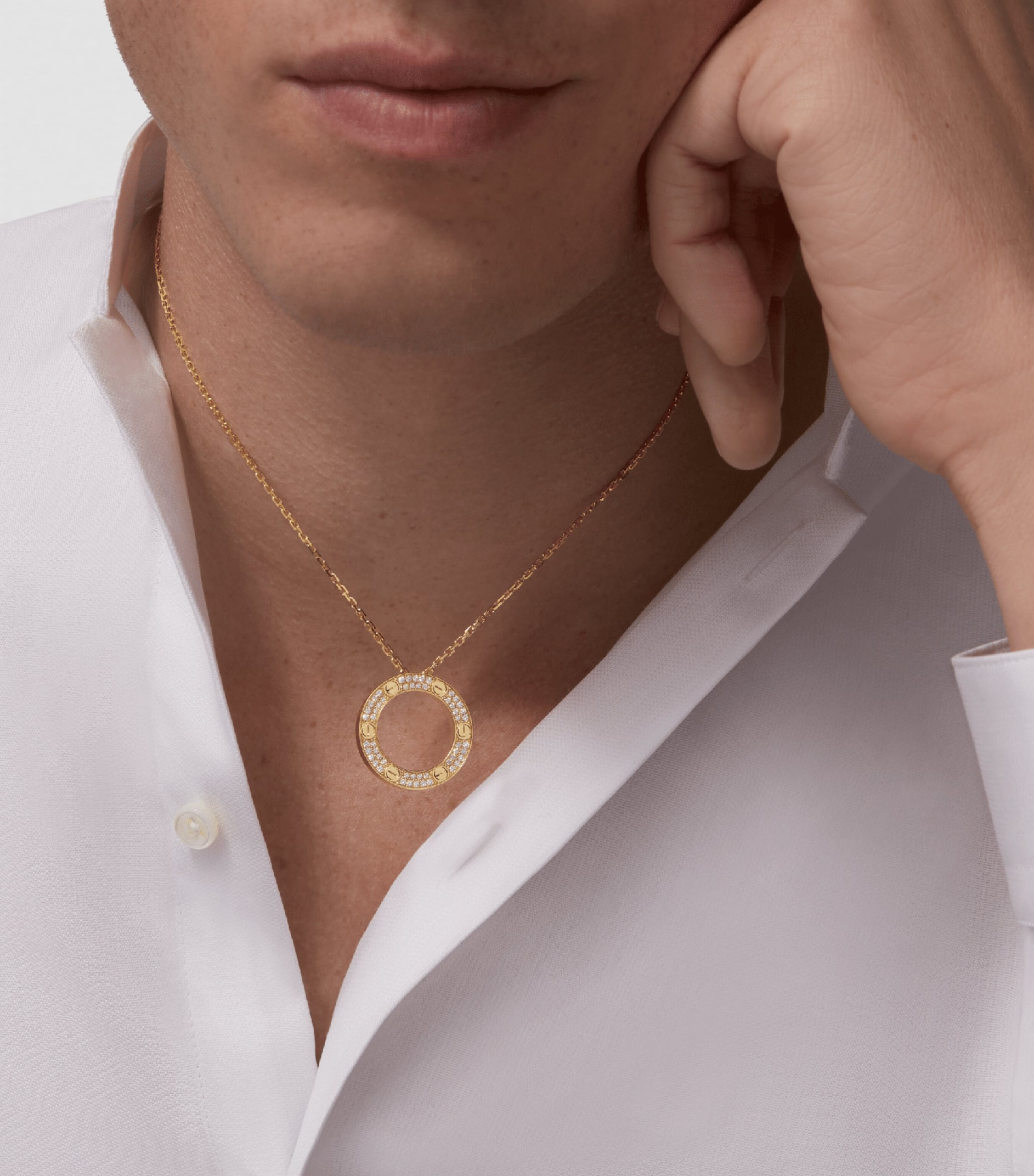 Yellow Gold and Diamond LOVE Necklace YELLOW GOLD Image 6