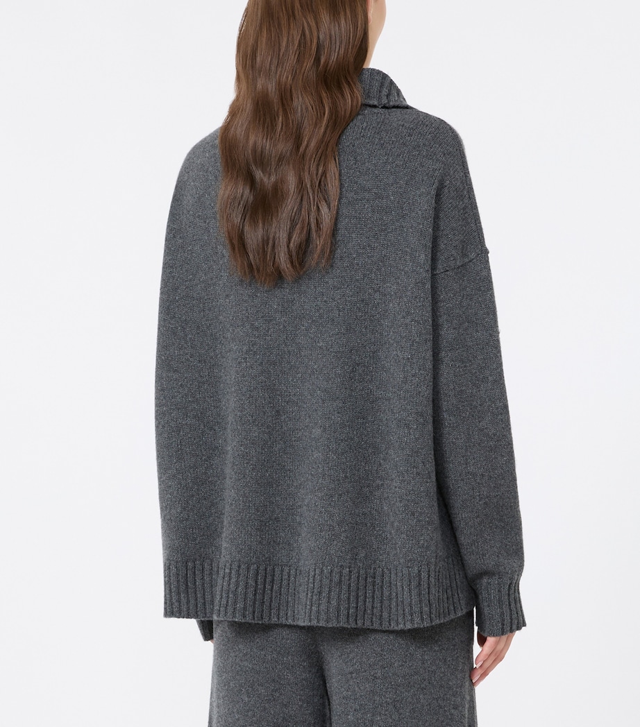 Max Mara Womens Cashmere Quarter-Zip Sweater Dark Grey Image 4