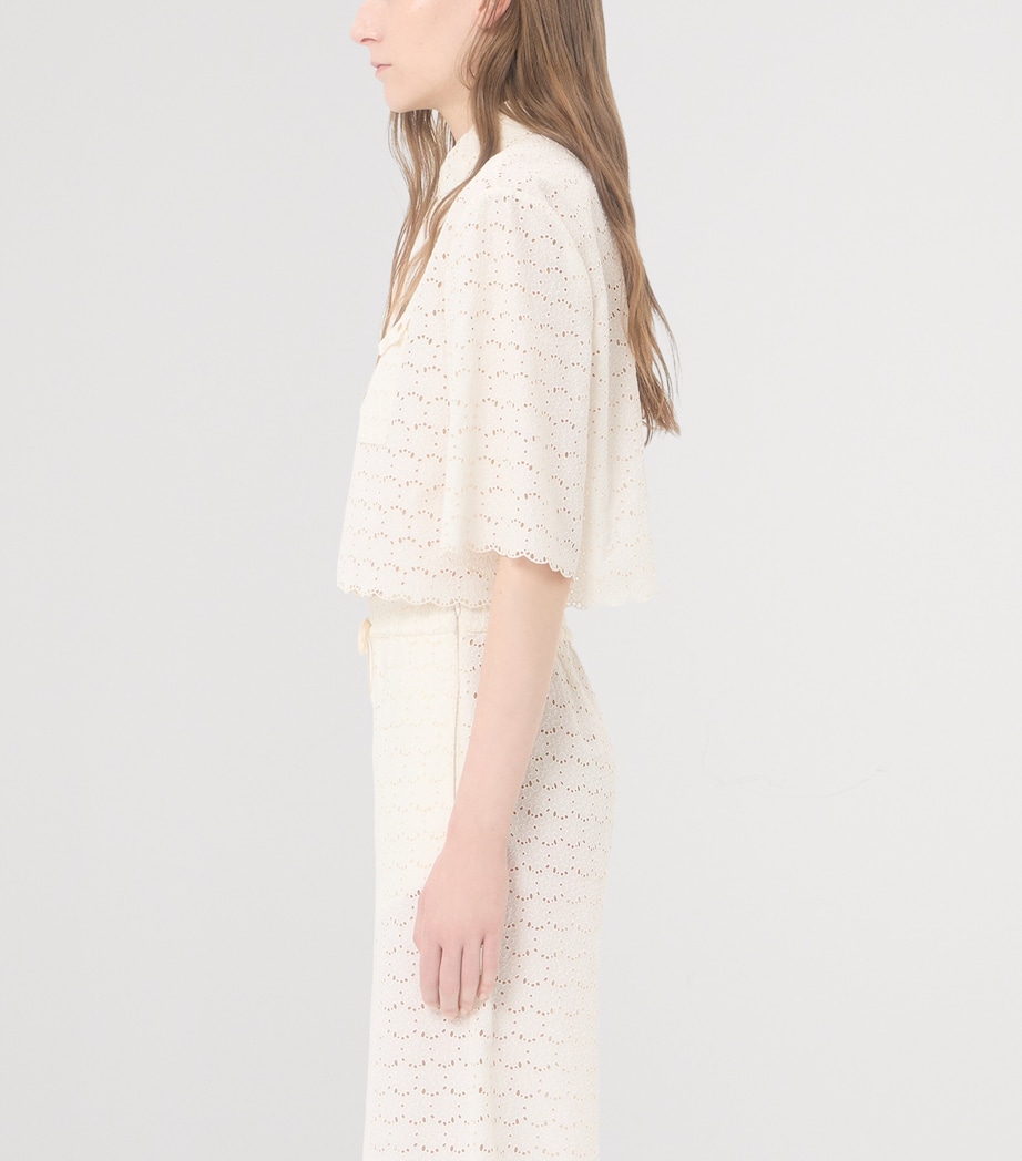 Valentino Womens Cropped Broderie Anglaise Shirt Cbg Image 4