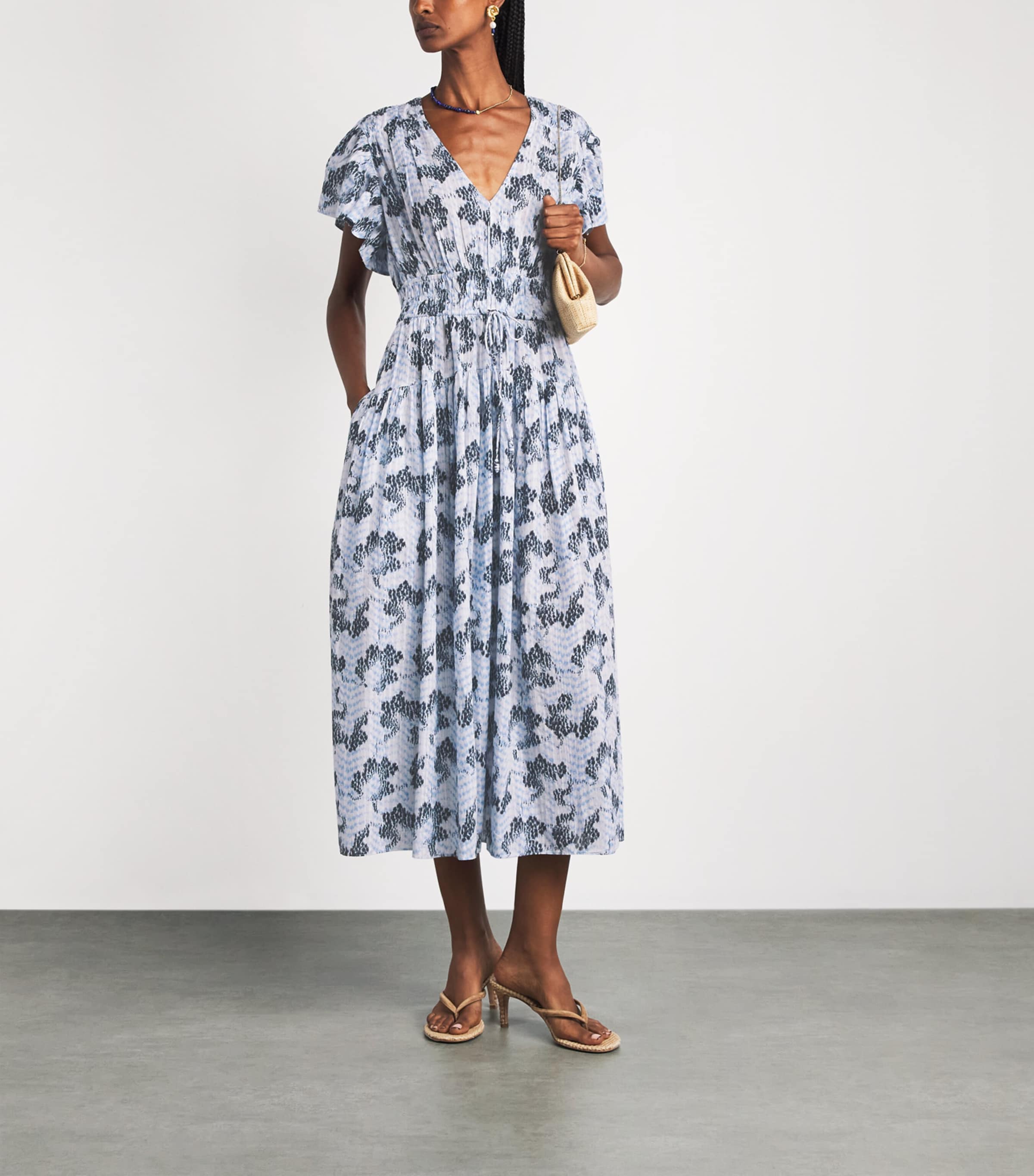 Ulla Johnson Womens Cotton-Blend Lyria Midi Dress Ciel Image 2