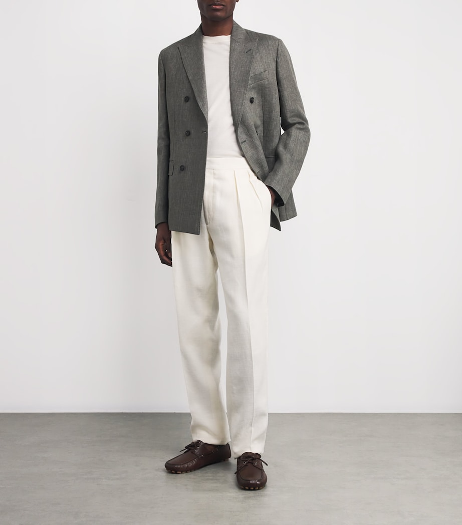 Linen Double-Breasted Blazer 710 VERDE MEDIO Image 2