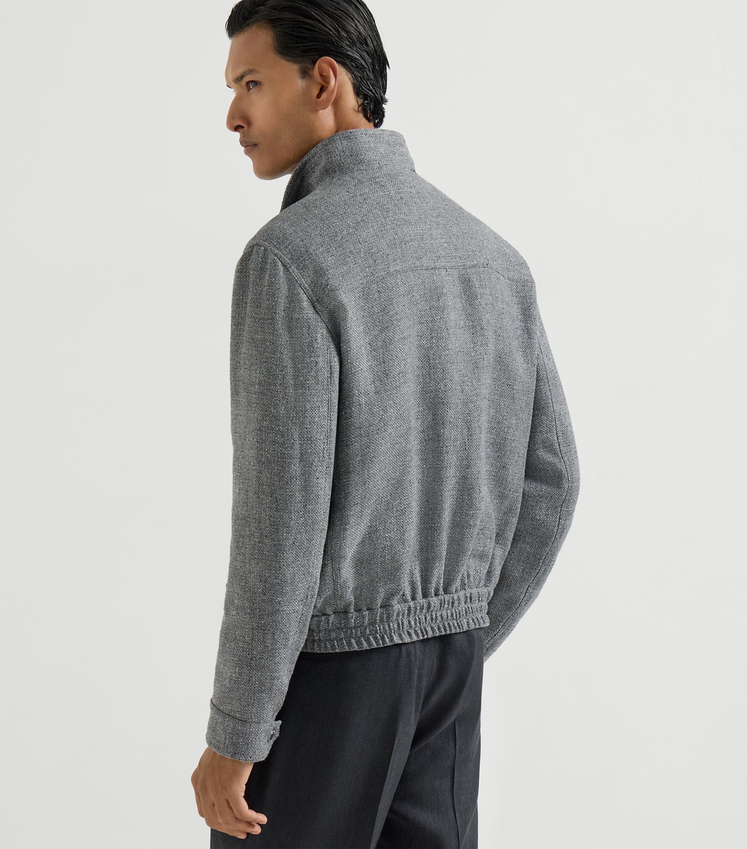 Silk-Linen-Wool Bomber Jacket C032 Image 4