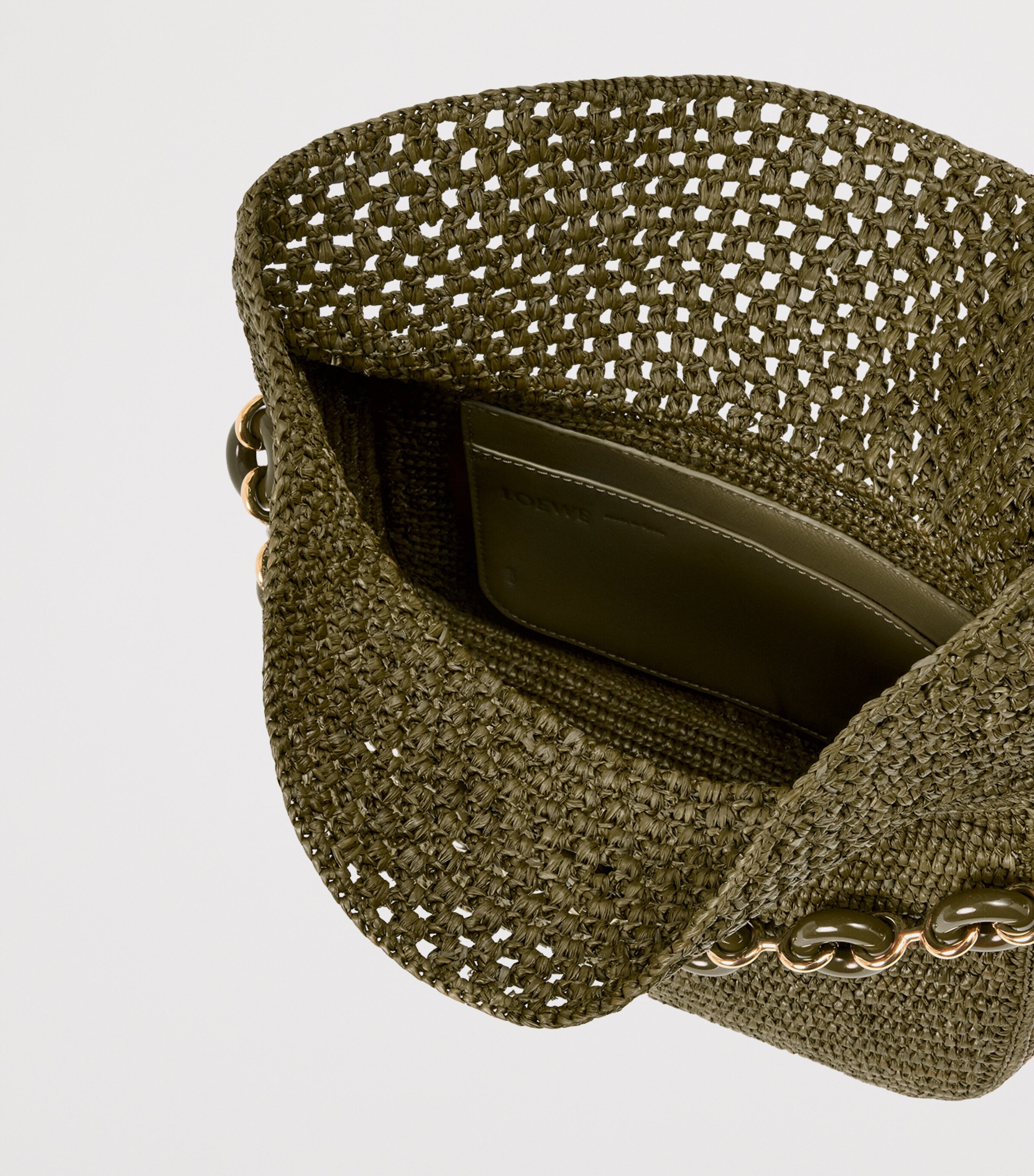 LOEWE Green x Paula's Ibiza Medium Raffia Ola Shoulder Bag