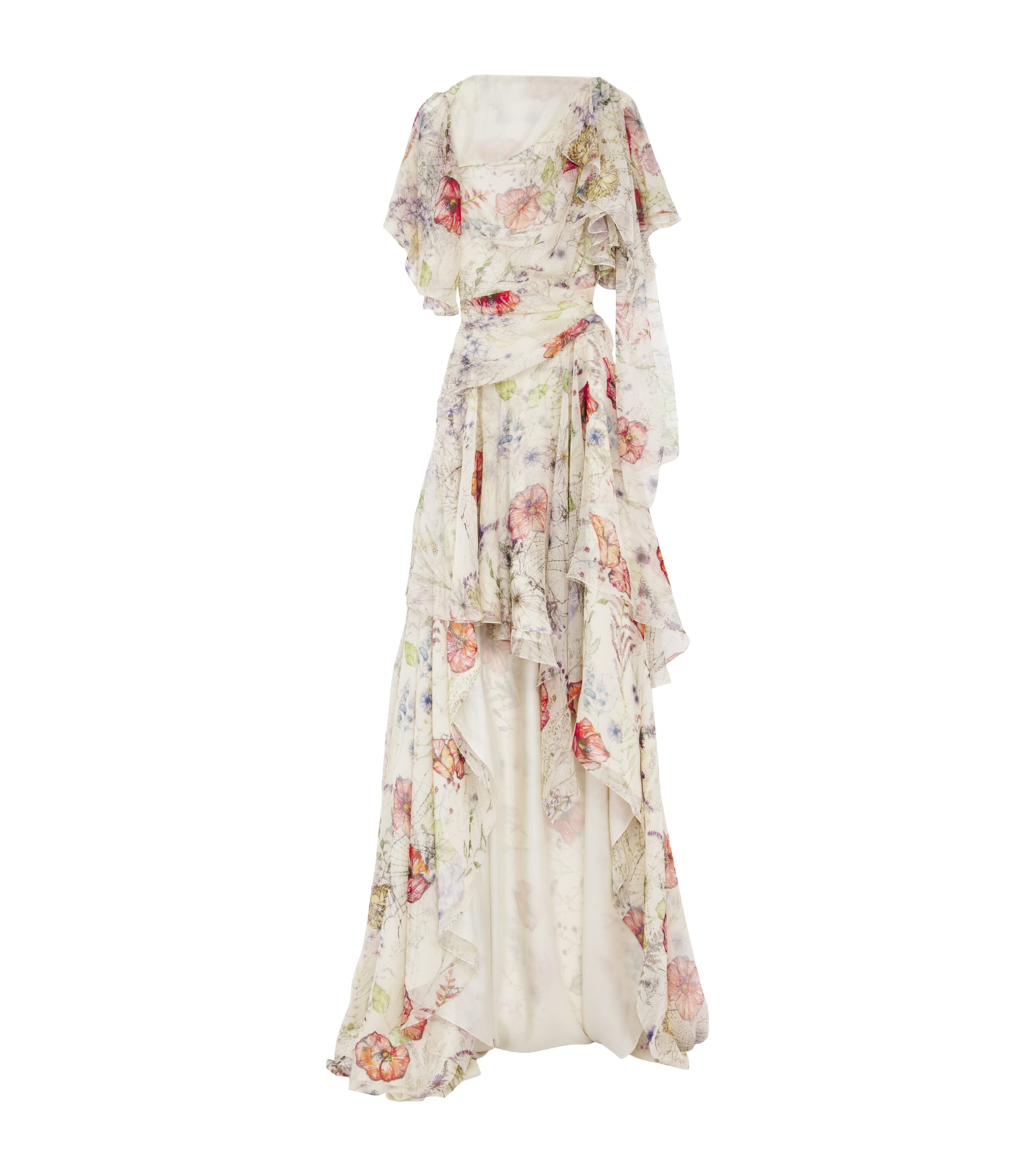 Silk Floral Asymmetric Maxi Dress 9015 Image 1