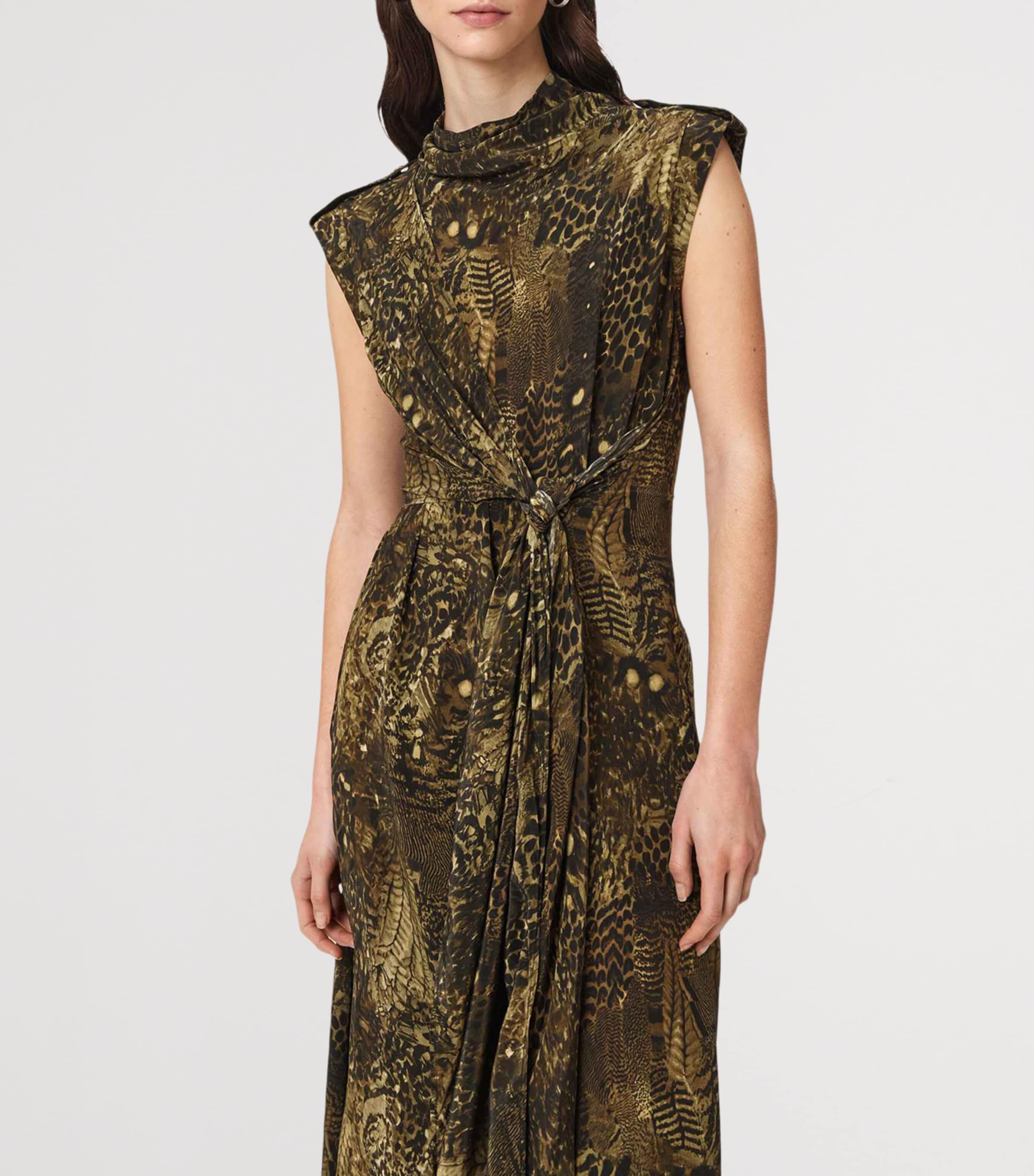 AllSaints Womens Persia Midi Dress Blixa Khaki Green Image 5