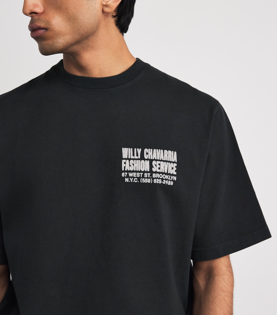 Willy Chavarria Mens Cotton Fashion Services T-Shirt Black Image 3