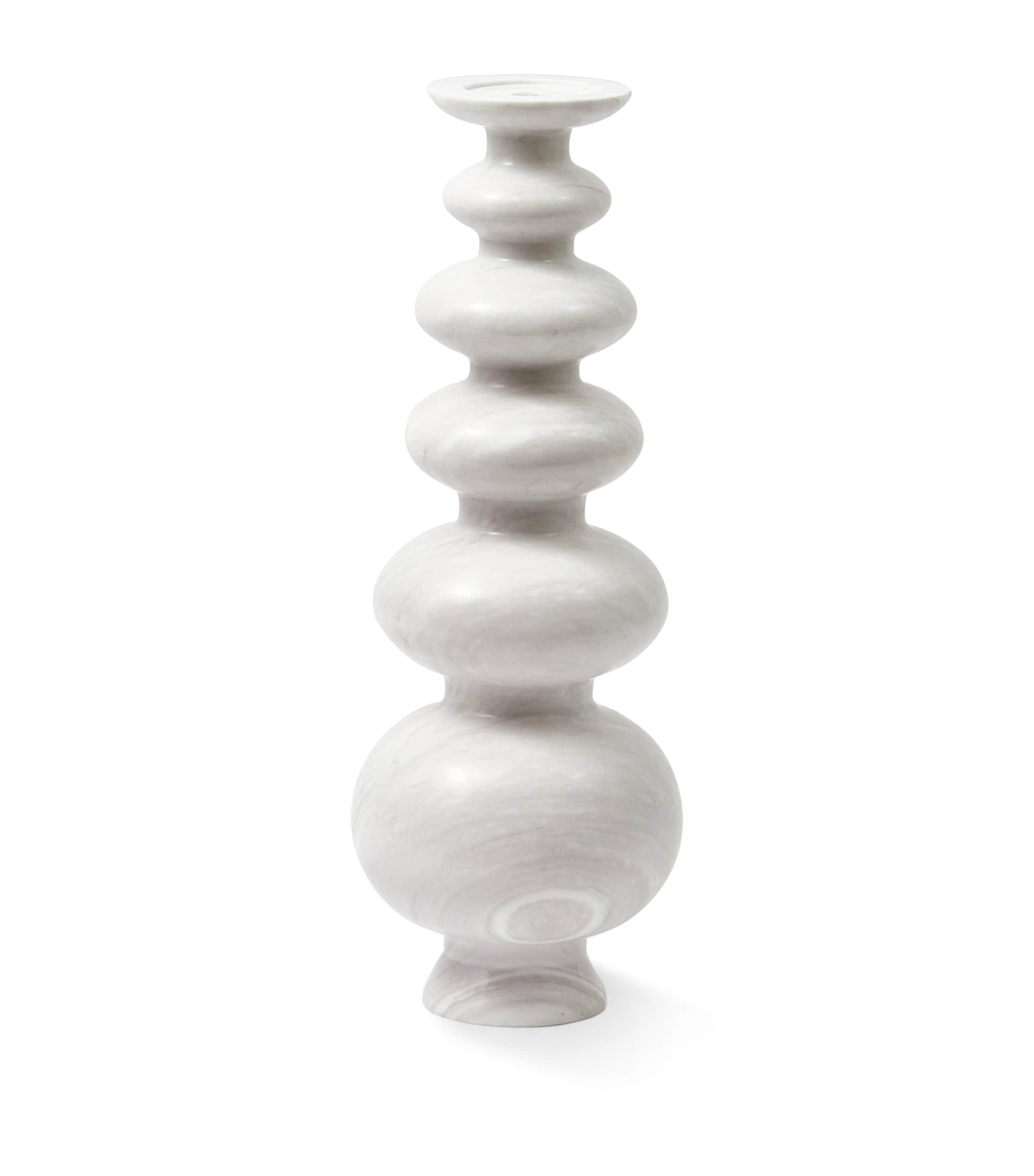 Polspotten Polished Marble Heritage Sphere Candle Holder In White