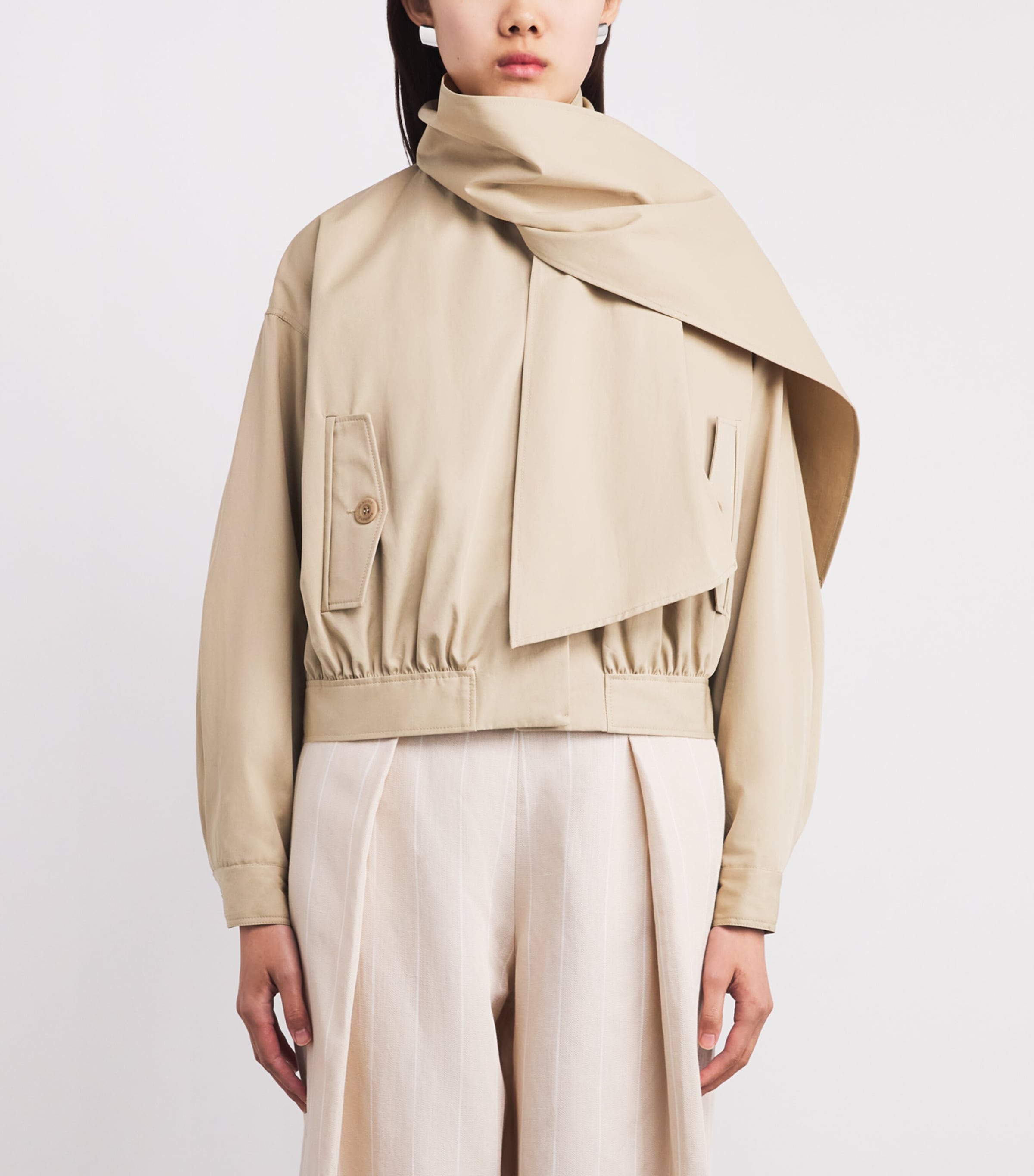Claudie Pierlot Womens Cotton Scarf Jacket Beige Image 3