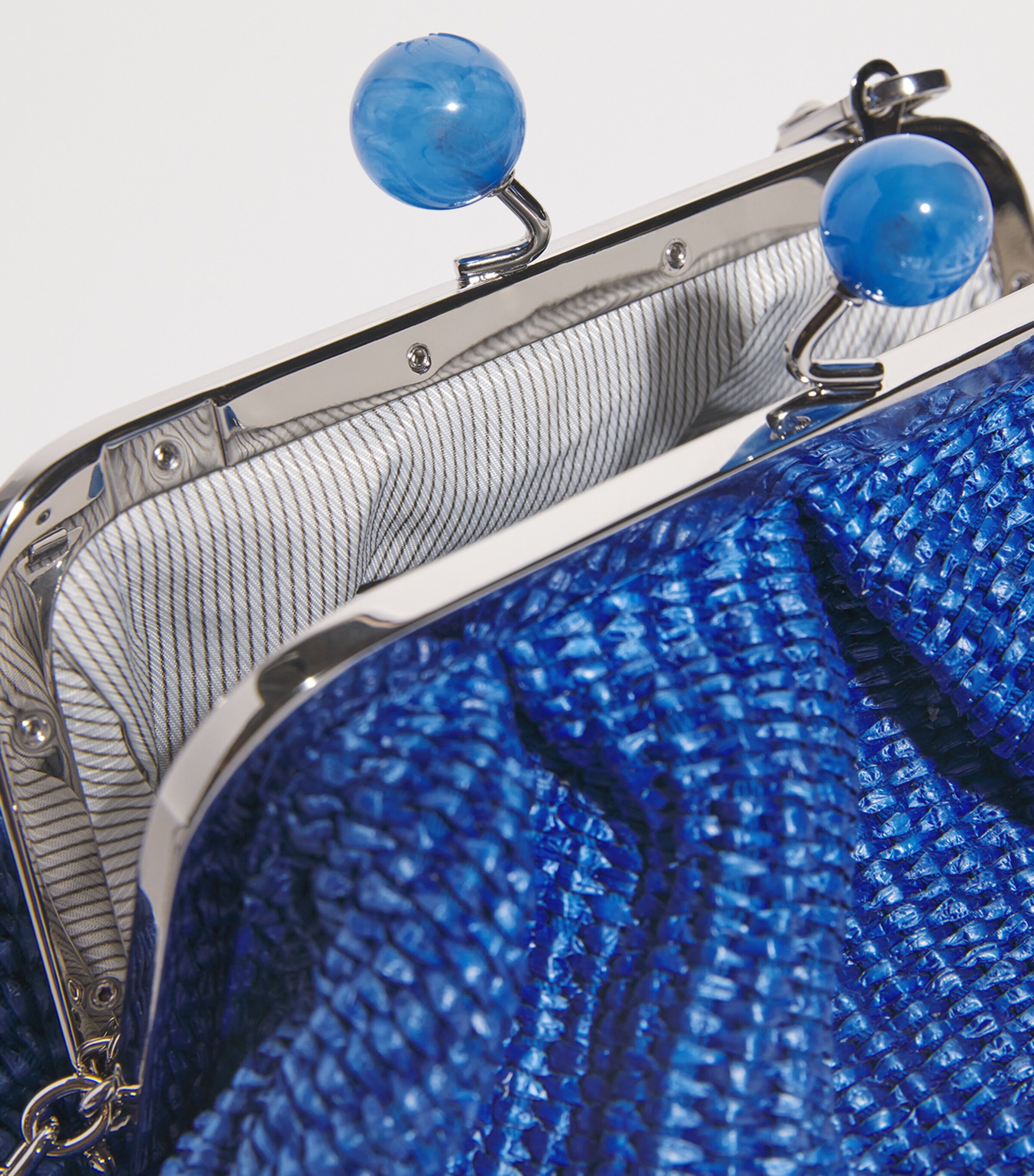 Small Raffia-Effect Pasticcino Bag CORNFLOWER BLUE Image 4