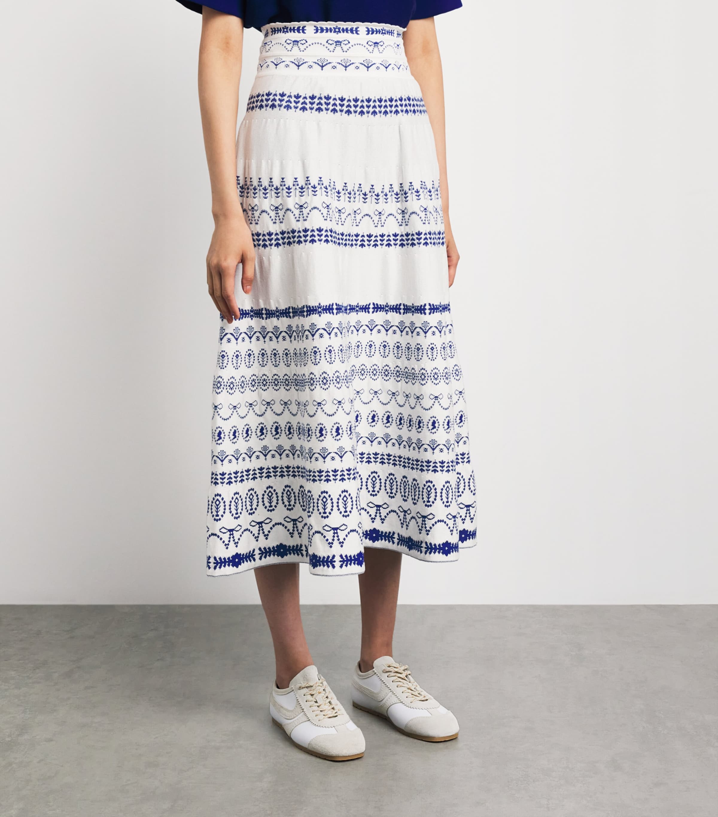 Molli Womens Jacquard-Knit Midi Skirt Milk Blue Faience Image 4