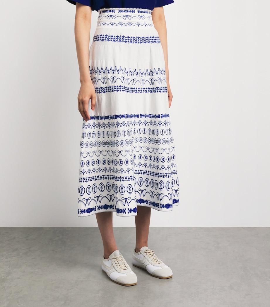 Molli Womens Jacquard-Knit Midi Skirt Milk Blue Faience Image 4