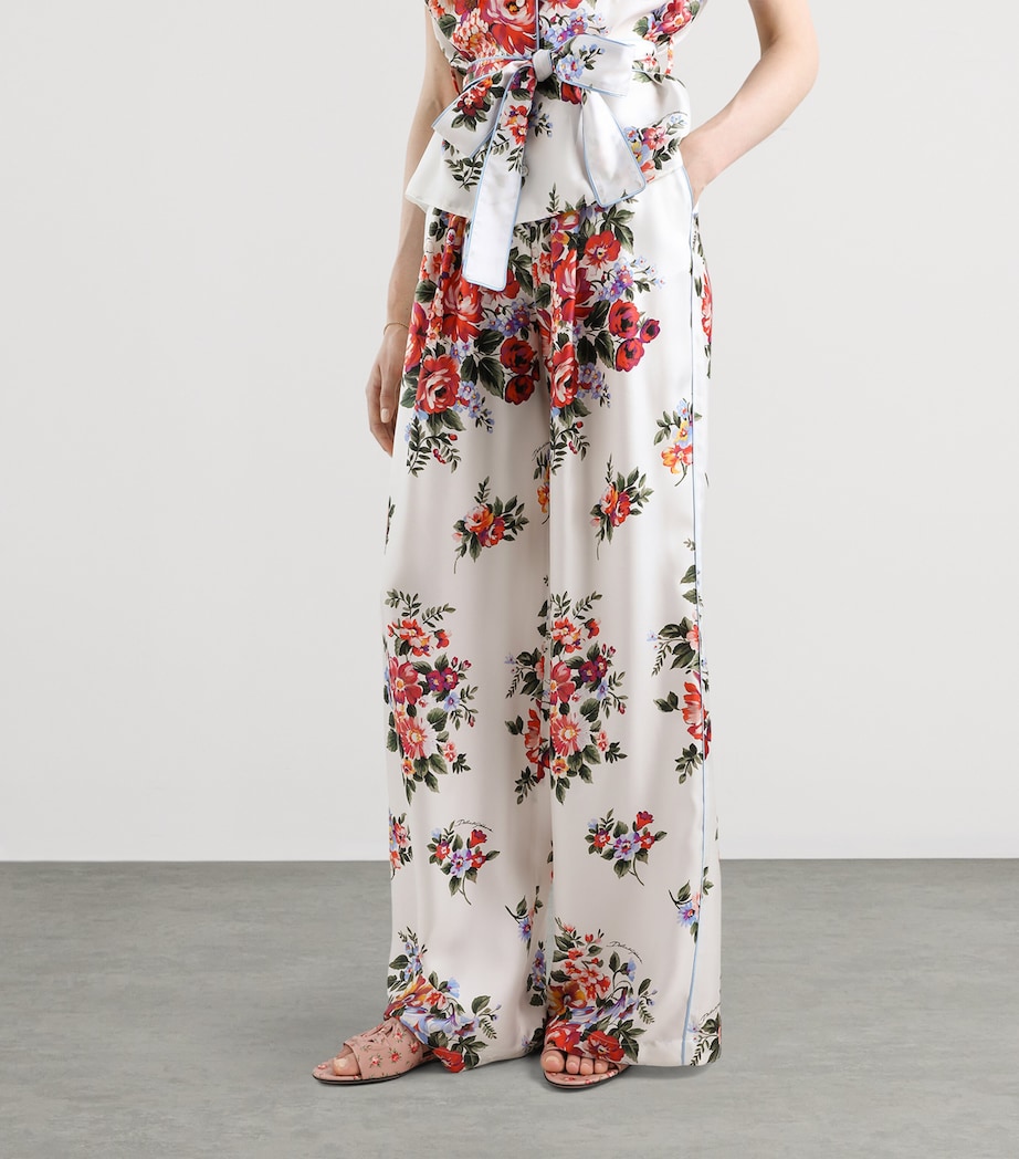 Dolce&Gabbana Womens Satin Floral Drawstring Trousers Mazz Image 4