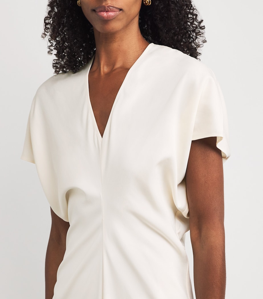 Satin Zadig Midi Dress IVORY Image 4