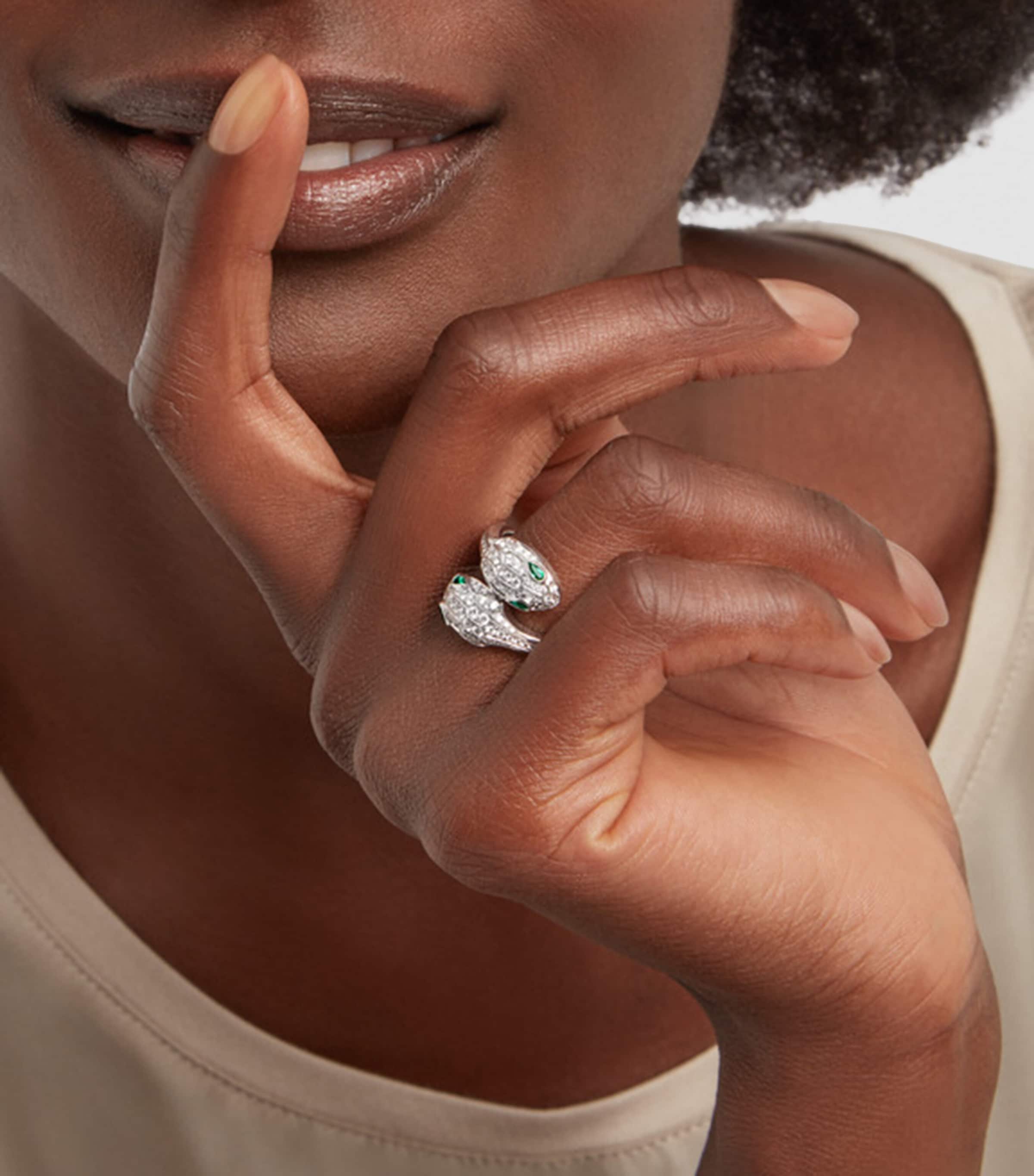 White Gold, Diamond and Emerald Serpenti Seduttori Ring WHITE GOLD Image 6