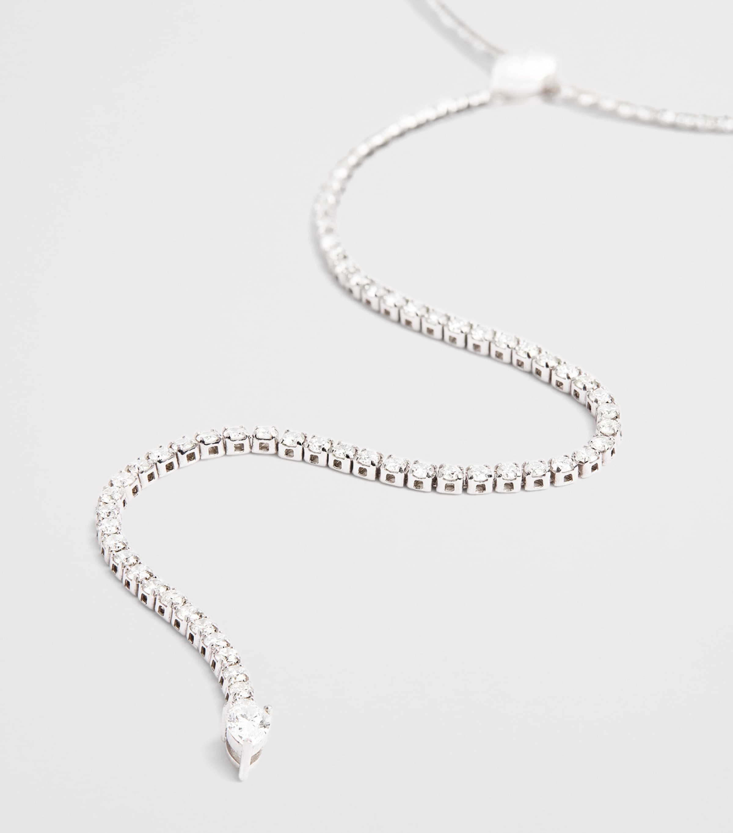 White Gold and Diamond Thread Y Necklace WHITE GOLD Image 5