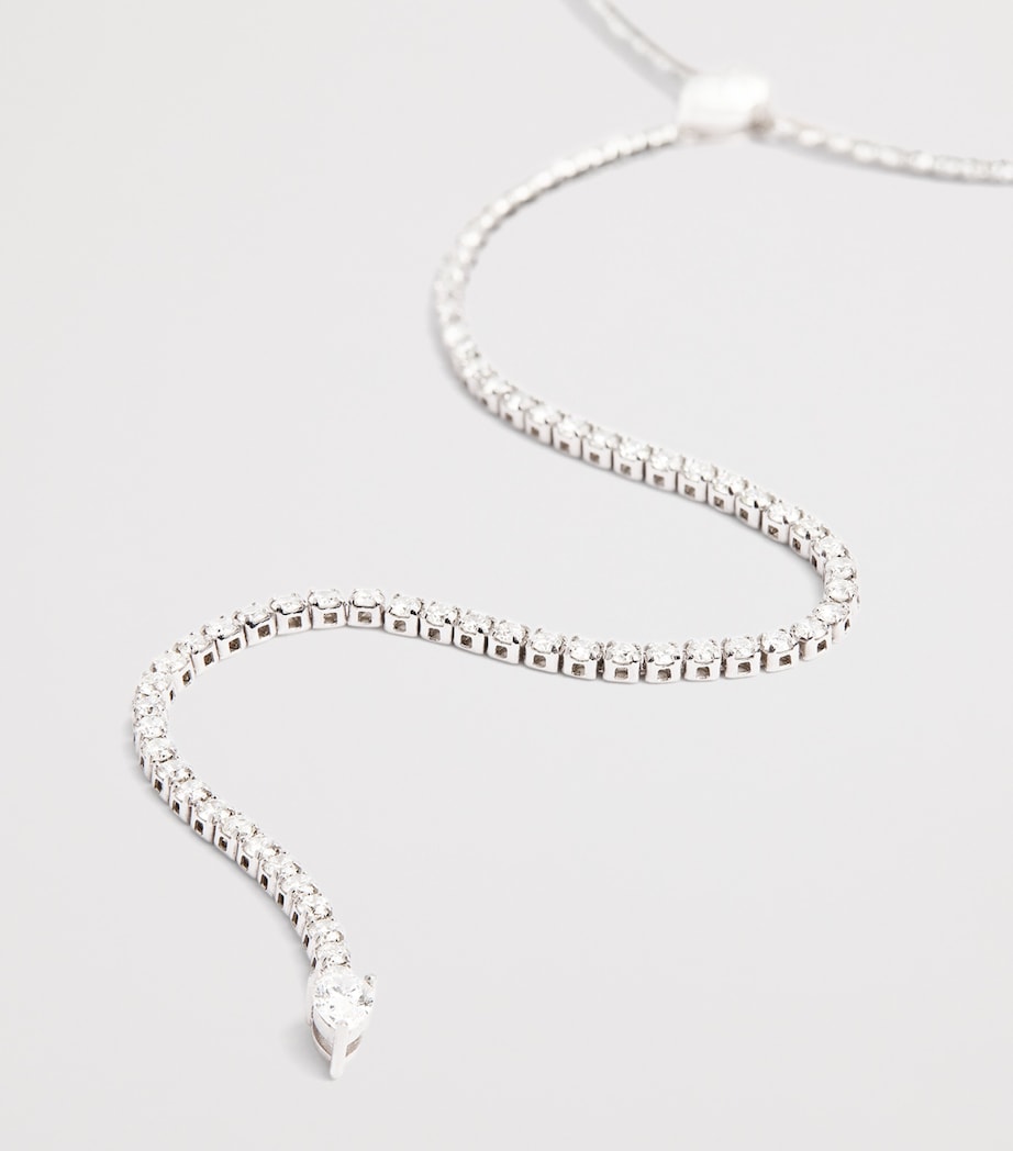 White Gold and Diamond Thread Y Necklace WHITE GOLD Image 5