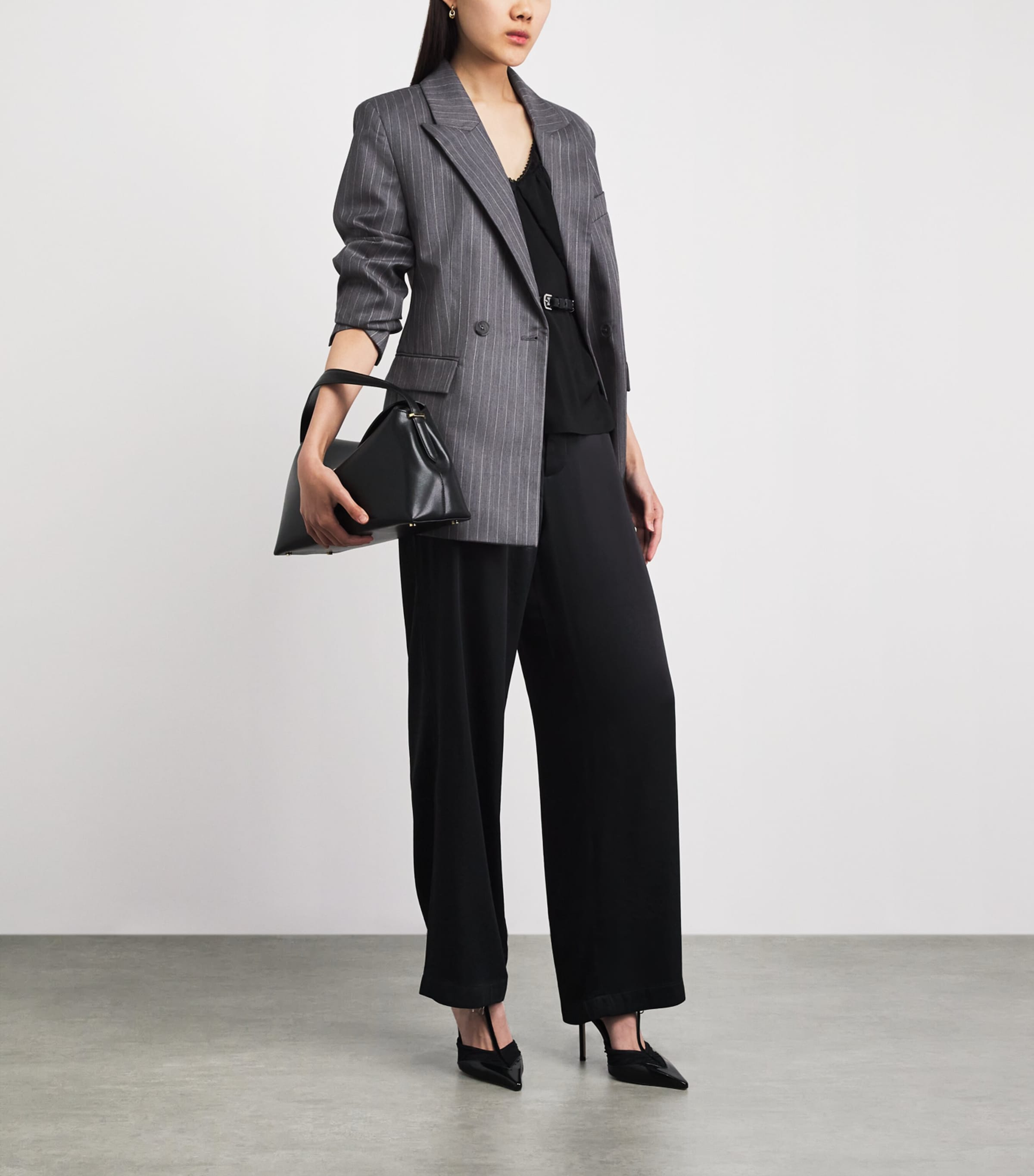 ANINE BING Womens Wool Pinstripe Tiphaine Blazer Image 2