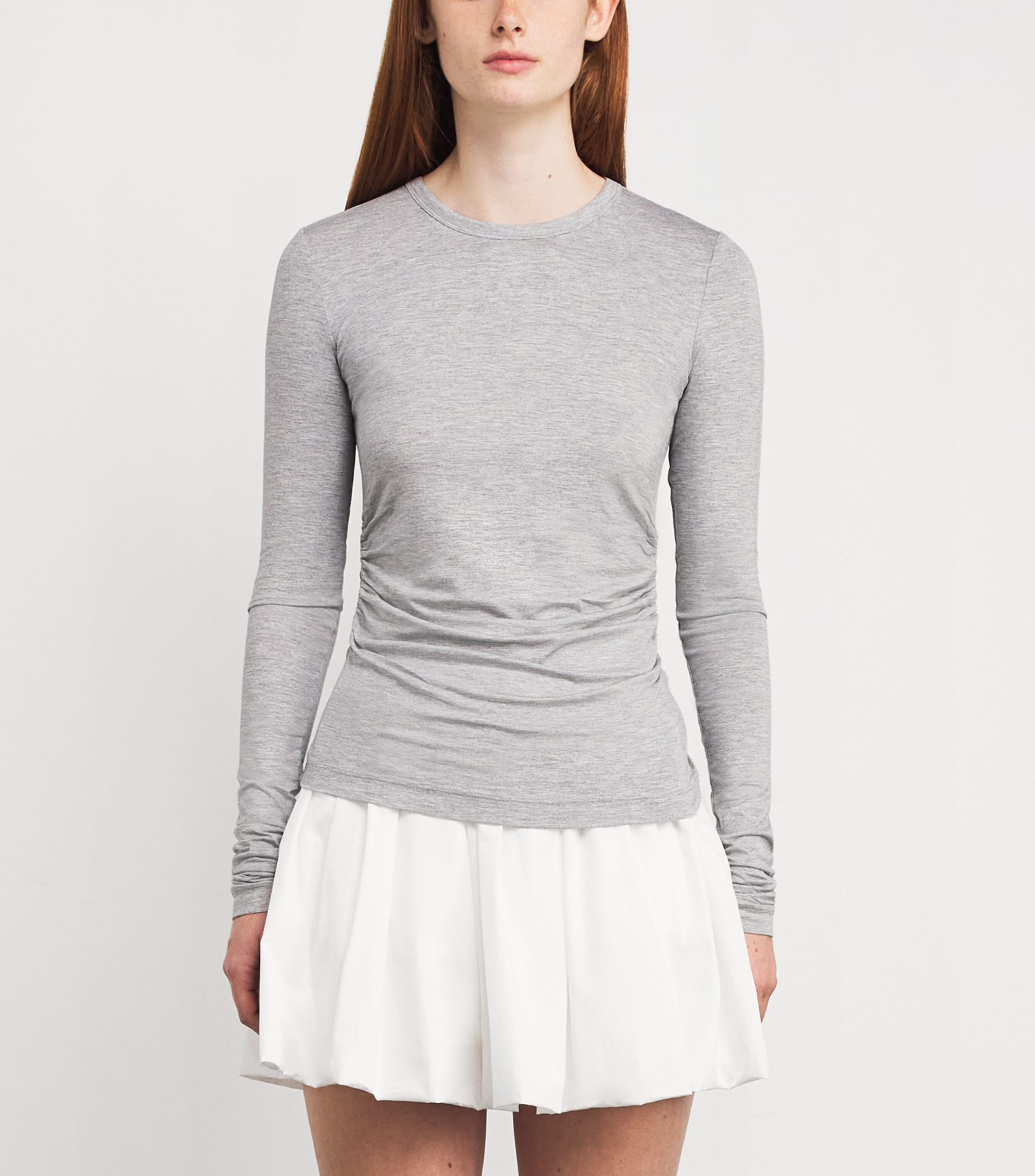 Draped Long-Sleeve T-Shirt MELANGE GREY Image 3