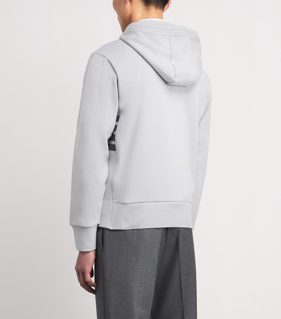 Thom Browne Mens Cotton 4-Bar Zip-Up Hoodie Pale Grey Image 5