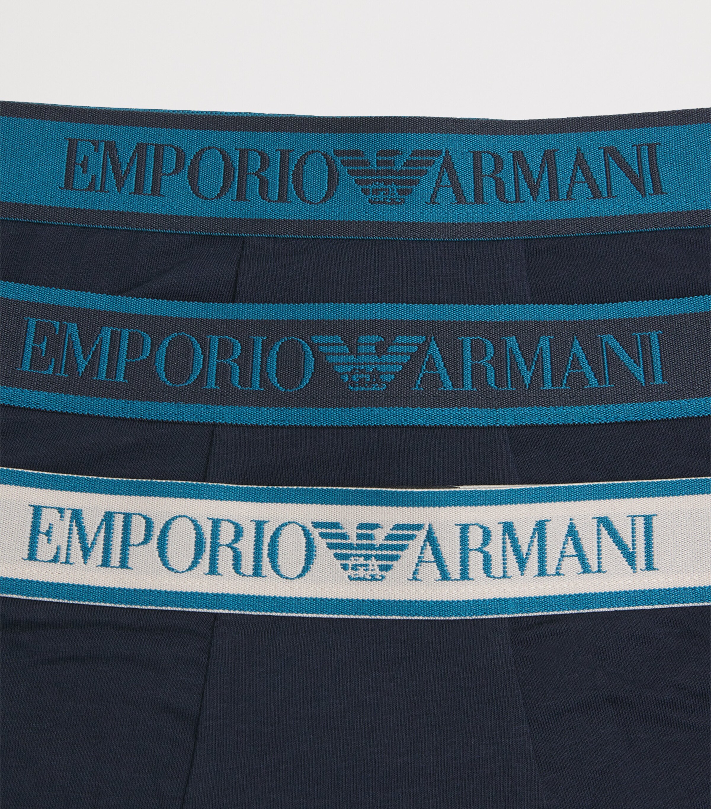 Emporio Armani Mens Stretch-Cotton Logo Trunks (Pack of 3) Blu/blu/b Image 5