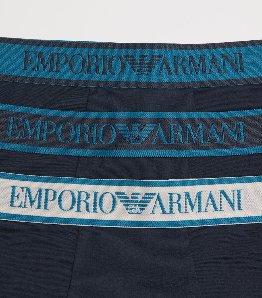 Emporio Armani Mens Stretch-Cotton Logo Trunks (Pack of 3) Blu/blu/b Image 5