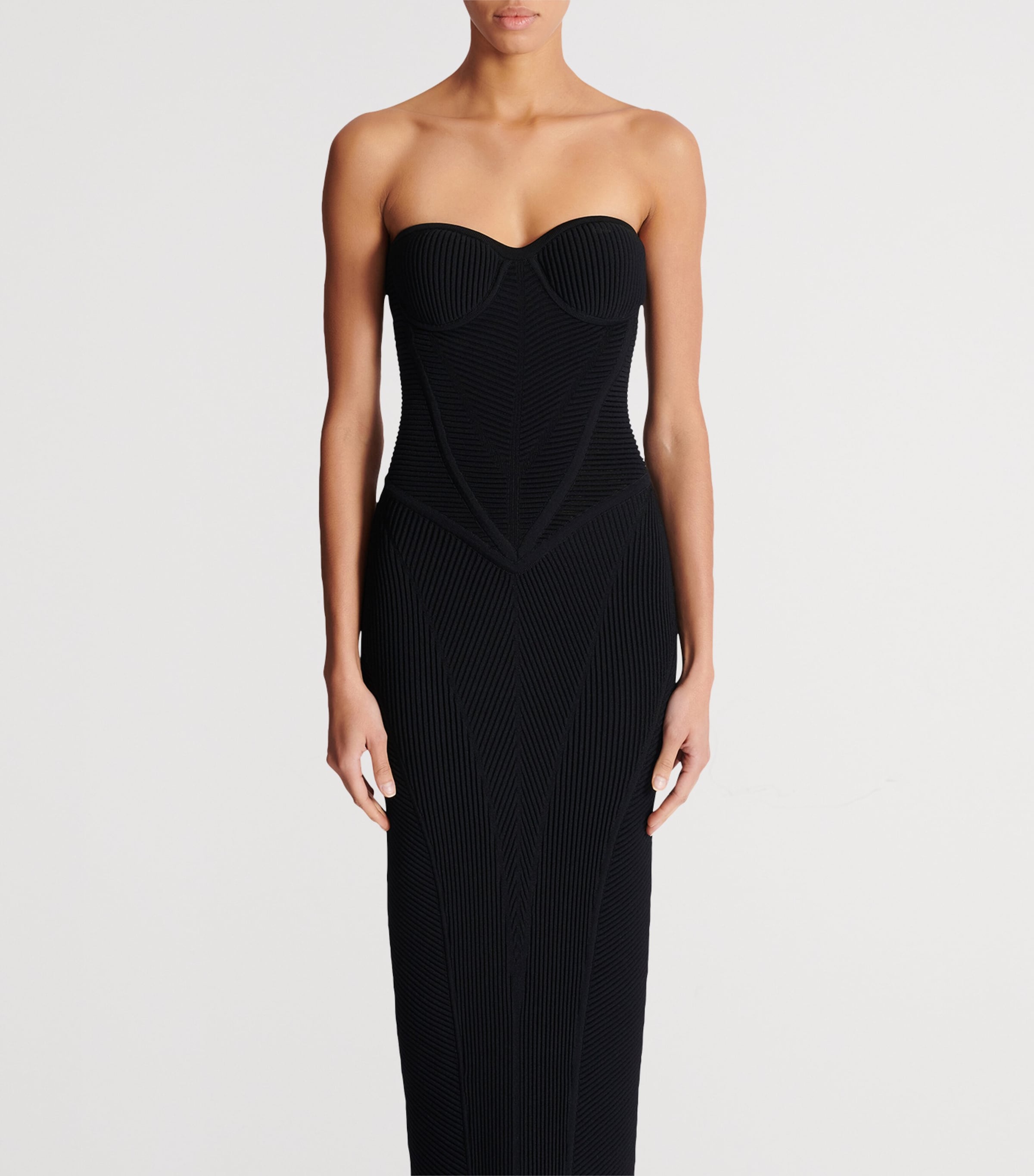 Knitted Strapless Maxi Dress 0PA NOIR Image 2