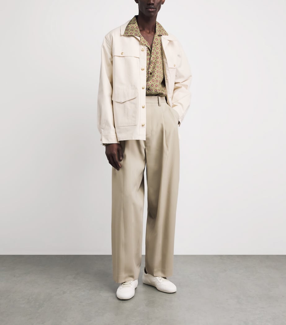 Drôle De Monsieur Mens Cotton Four-Pocket Overshirt Off White Image 2