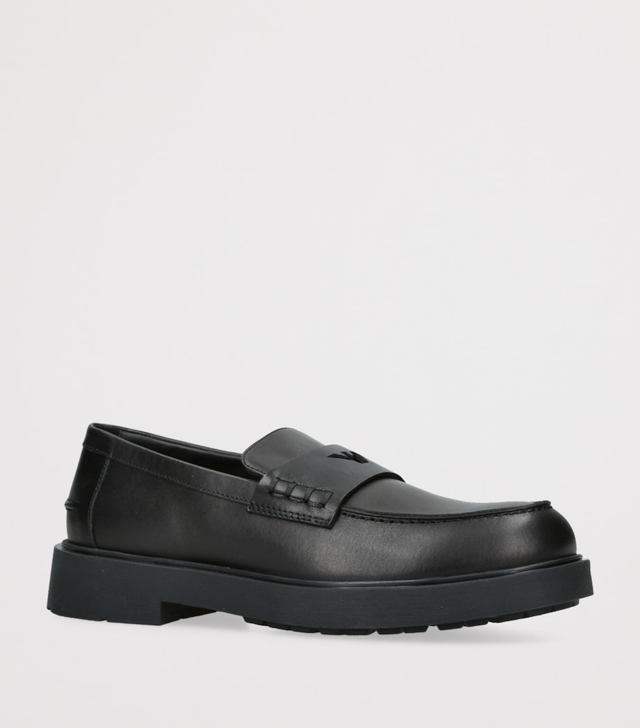 Leather Logo Loafers BLACK Image 3