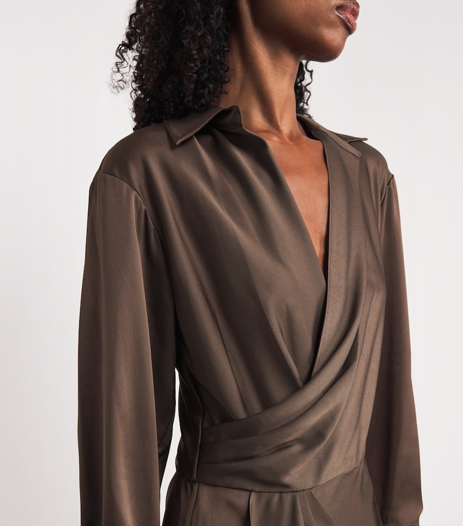 Satin Draped Talita Midi Dress COCOA Image 6