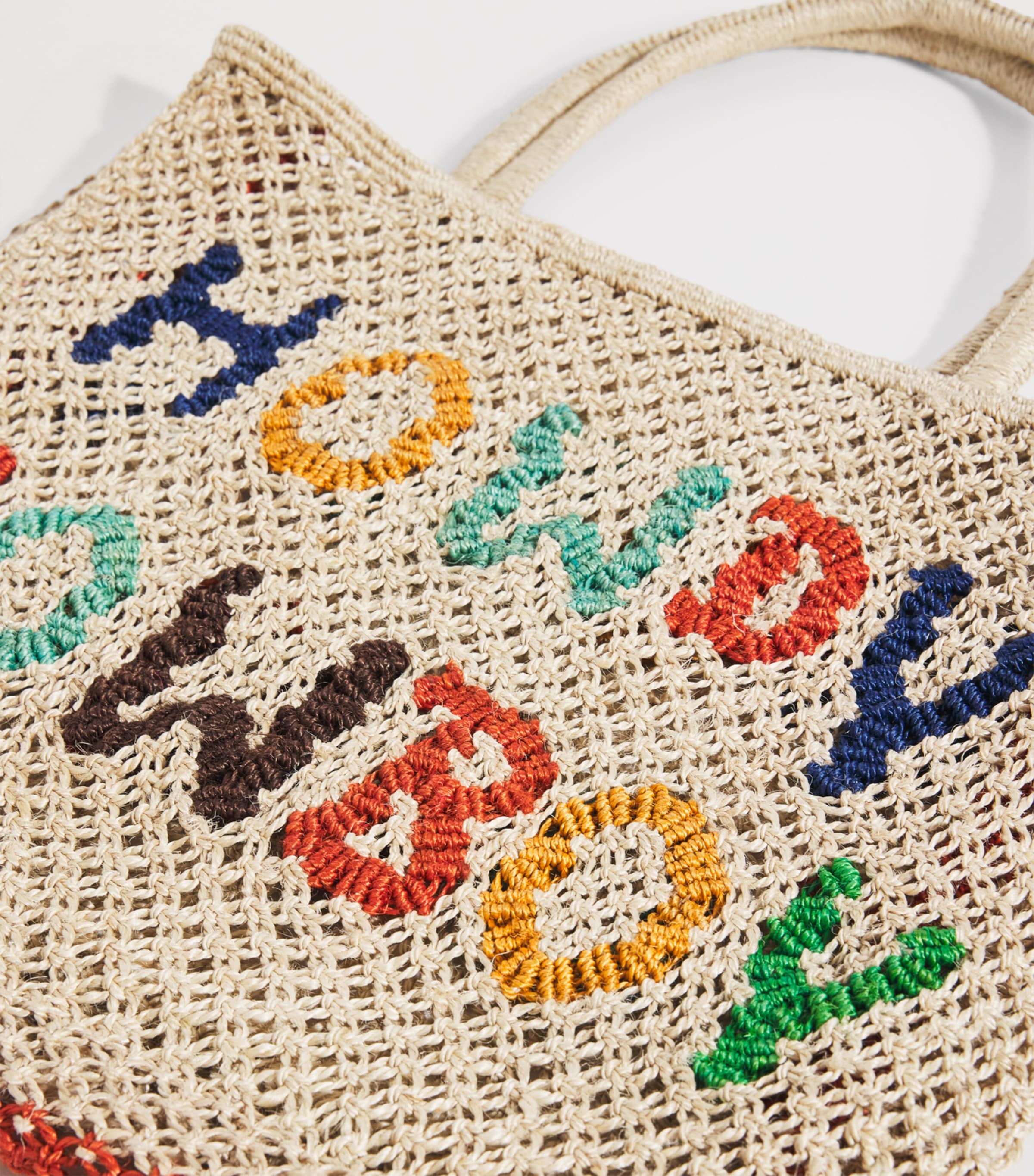 Small Jute Howdy Cowboy Tote Bag MULTI Image 6