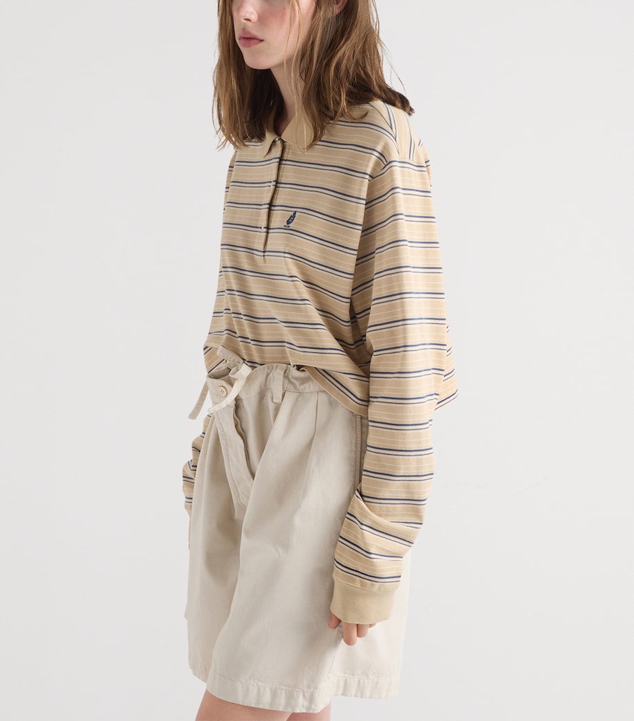 Prada Womens Cotton Stripe Polo Shirt Neutral Image 3