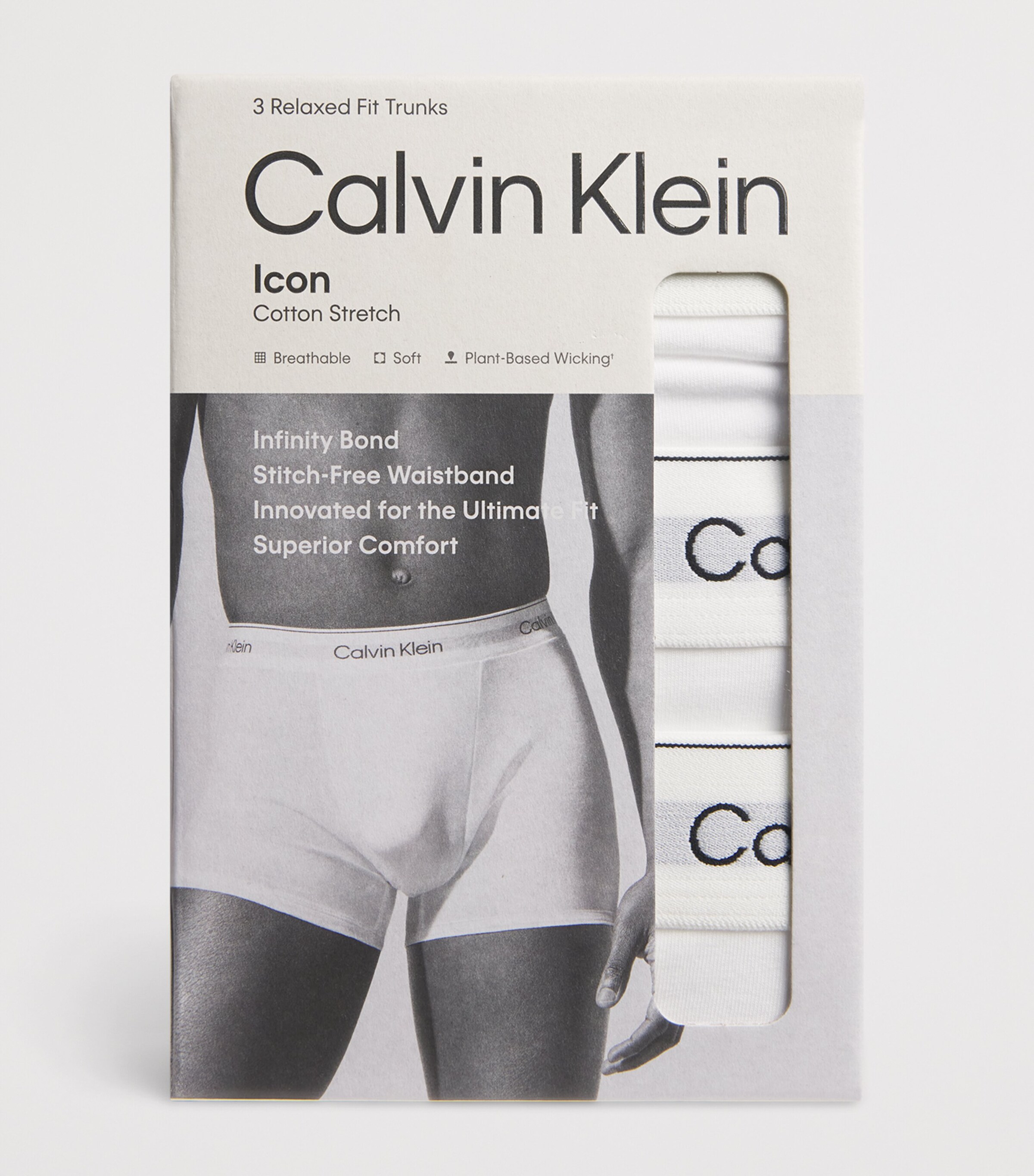 Cotton Stretch Relaxed Icon Trunks (Pack of 3) 100-WHITE Image 2