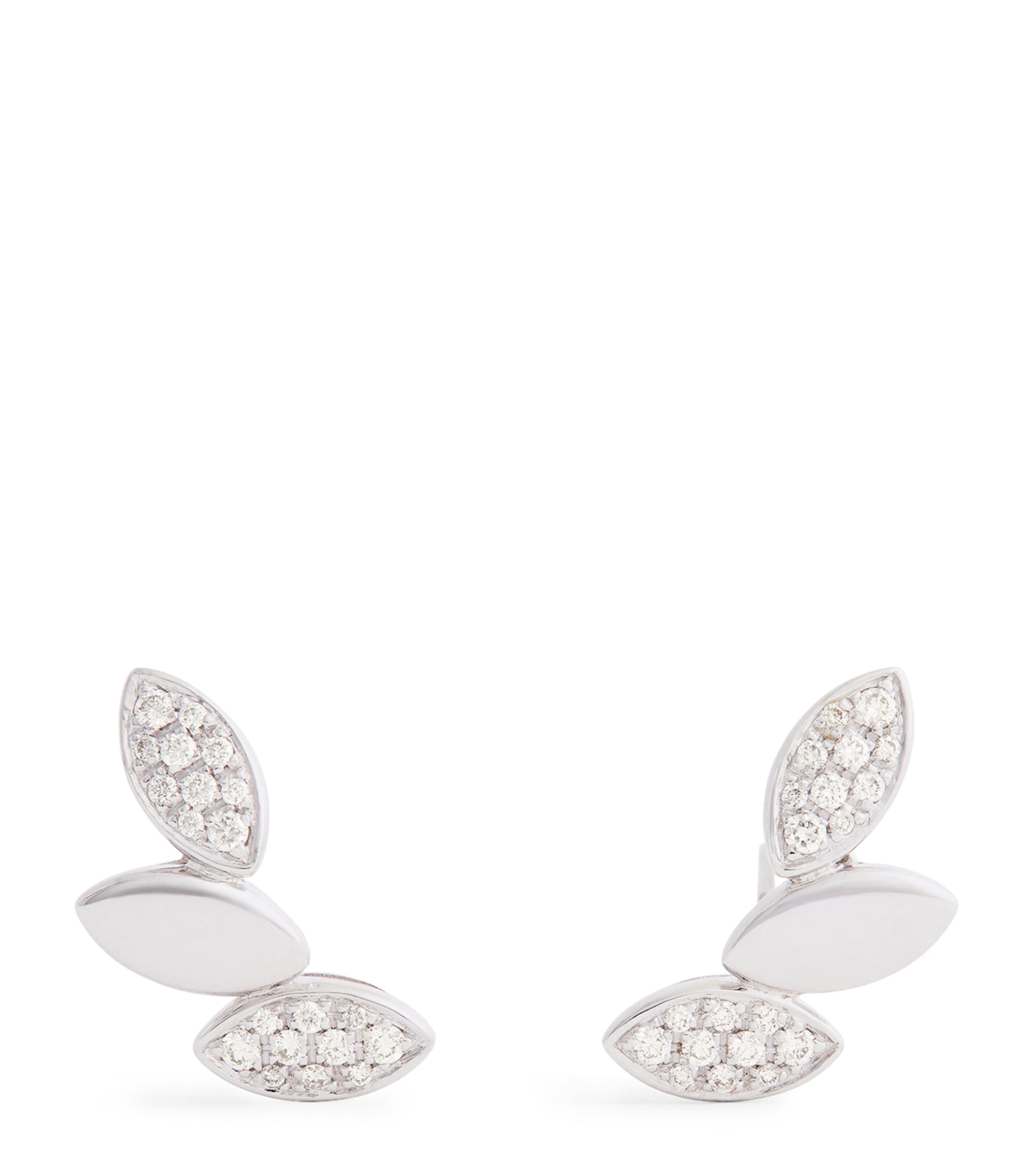 Netali Nissim White Gold And Diamond Navette Earrings