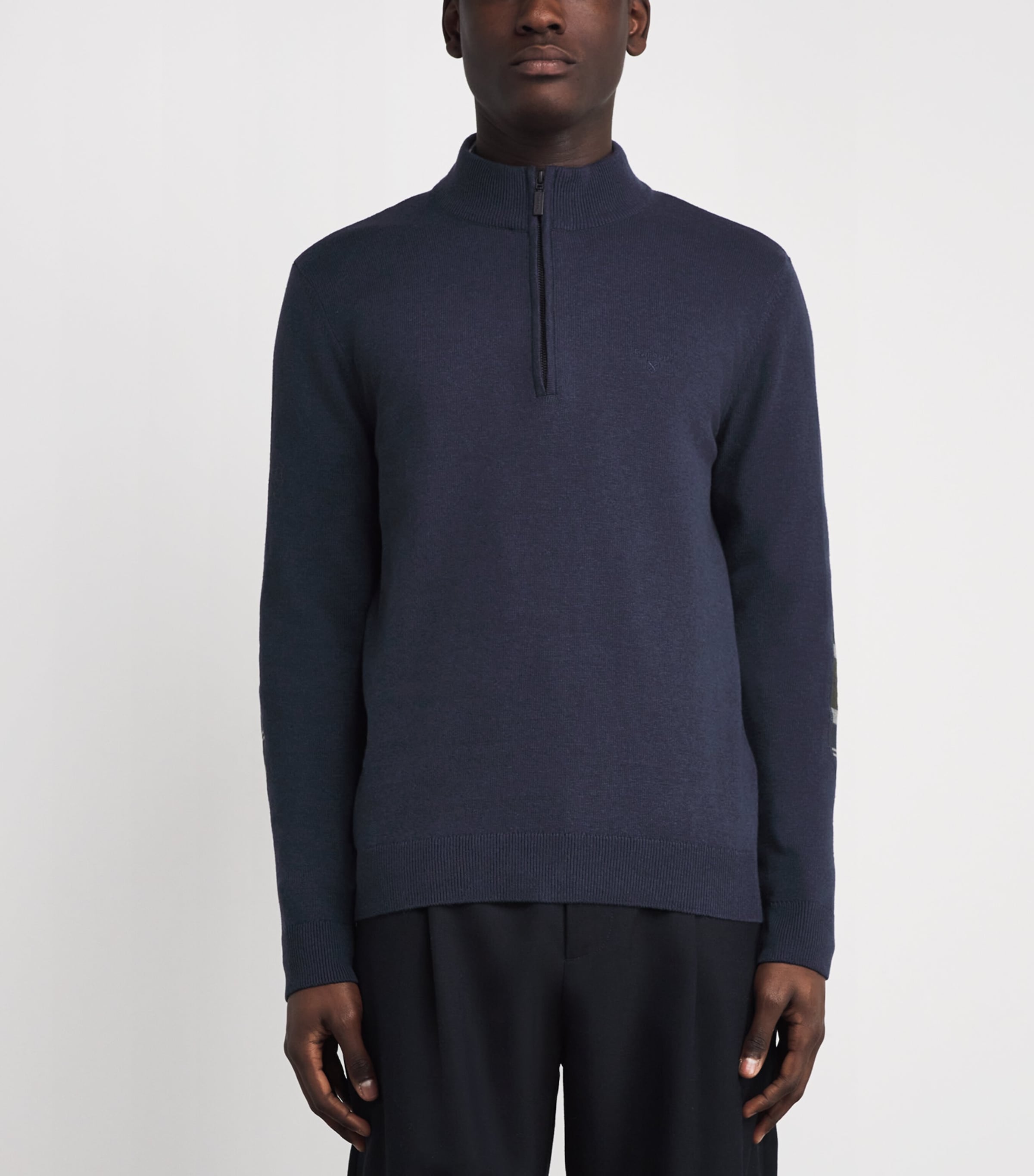 Barbour Mens Cotton Avoch Half-Zip Sweater Navy Marl Image 3