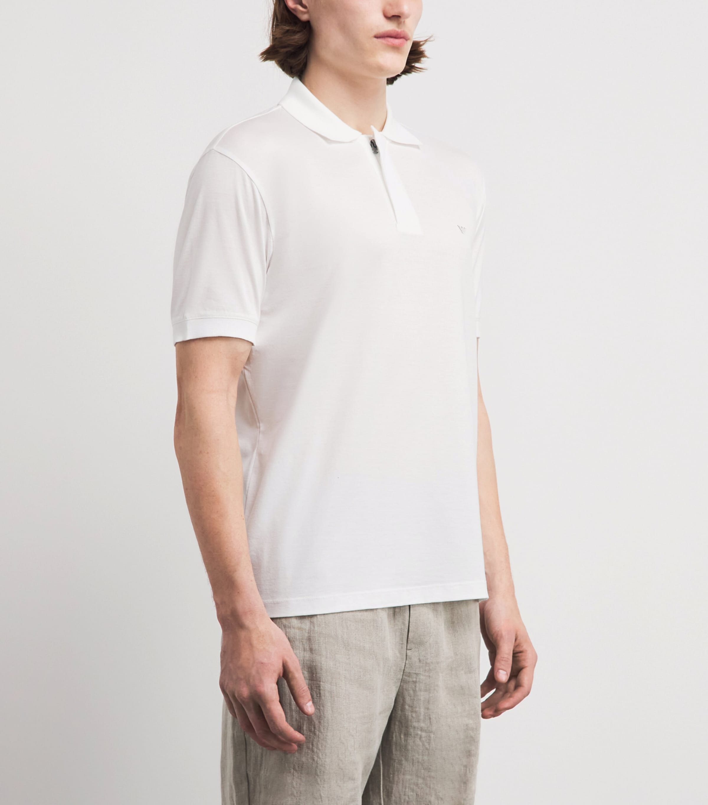 Emporio Armani Mens Concealed-Placket Logo Polo Shirt Image 4
