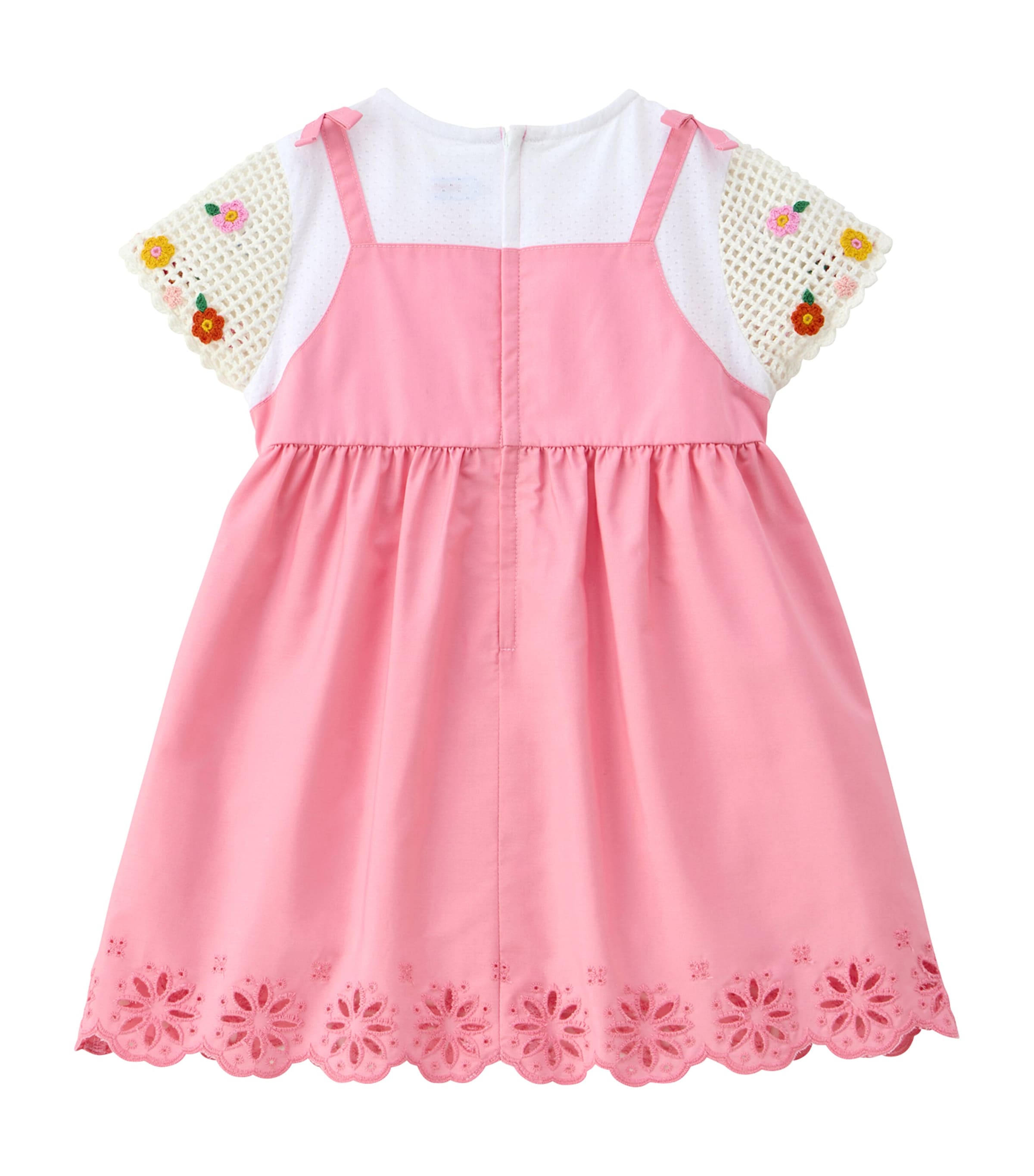 Miki House Cotton Embroidered Dress In Pink