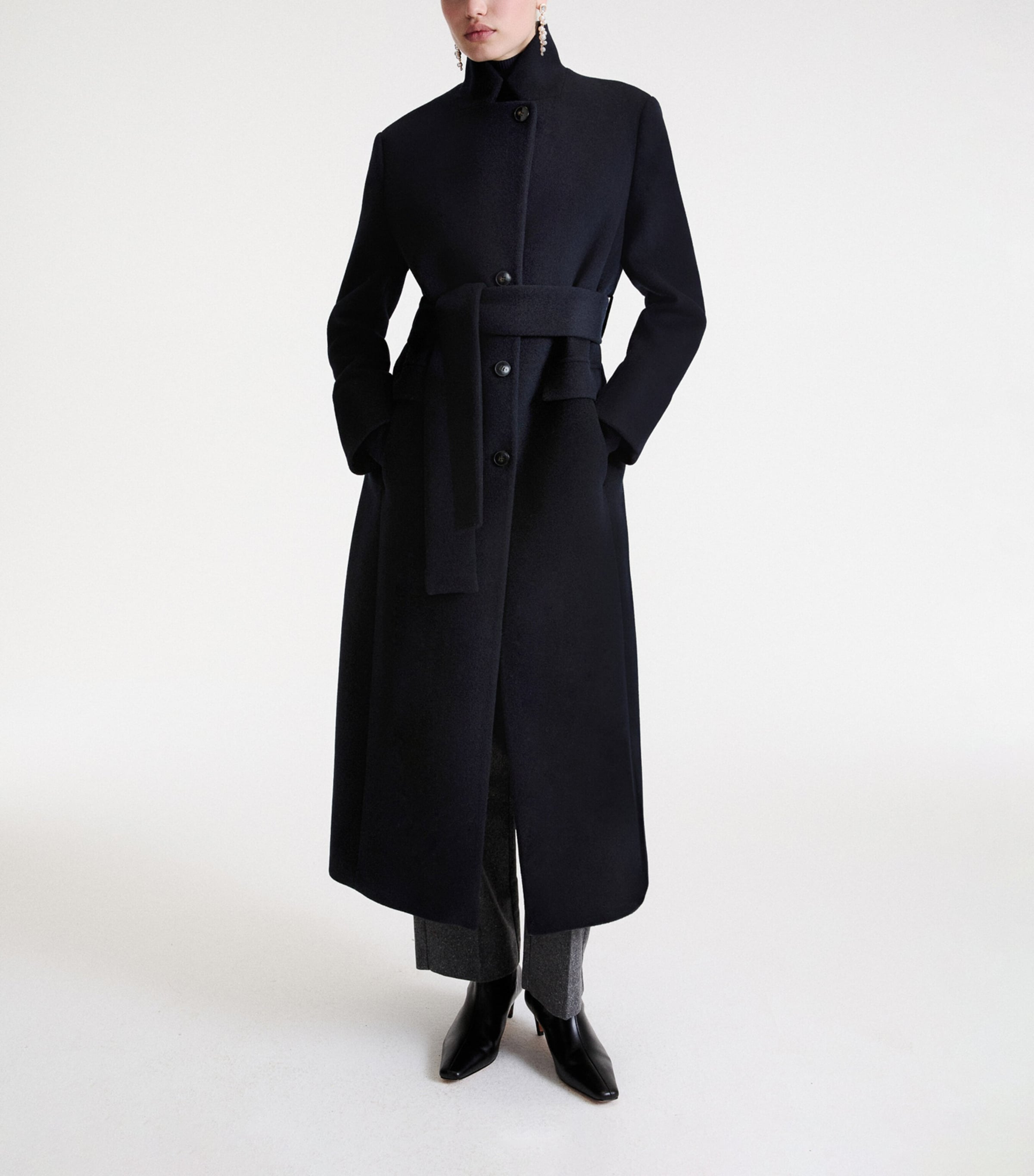 Marella Womens Virgin Wool Wrap Coat Navy Image 4