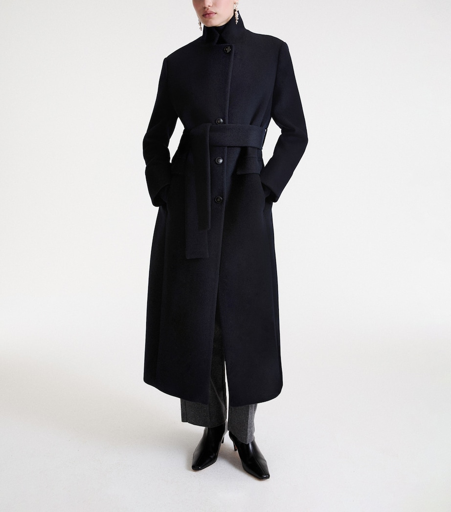 Marella Womens Virgin Wool Wrap Coat Navy Image 4