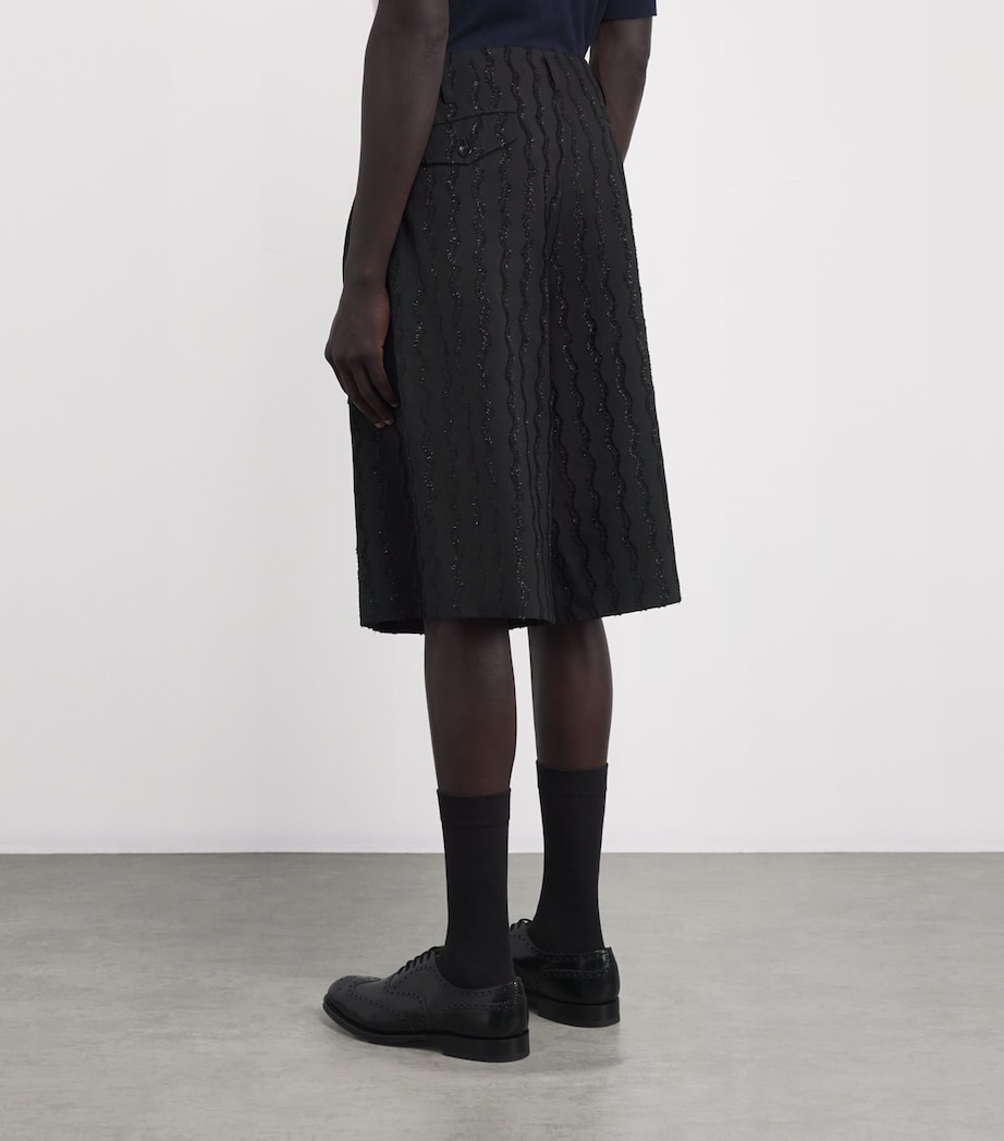 Comme Des Garçons Homme Plus Mens Wool Embellished Wide-Leg Shorts Black Image 4