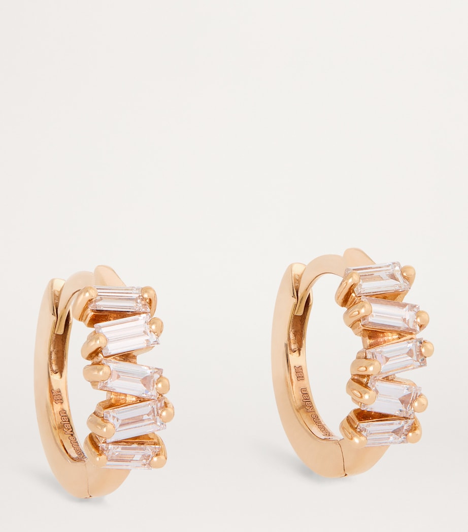 Rose Gold and Diamond Fireworks Huggie Earrings 18K RG/WD Image 1