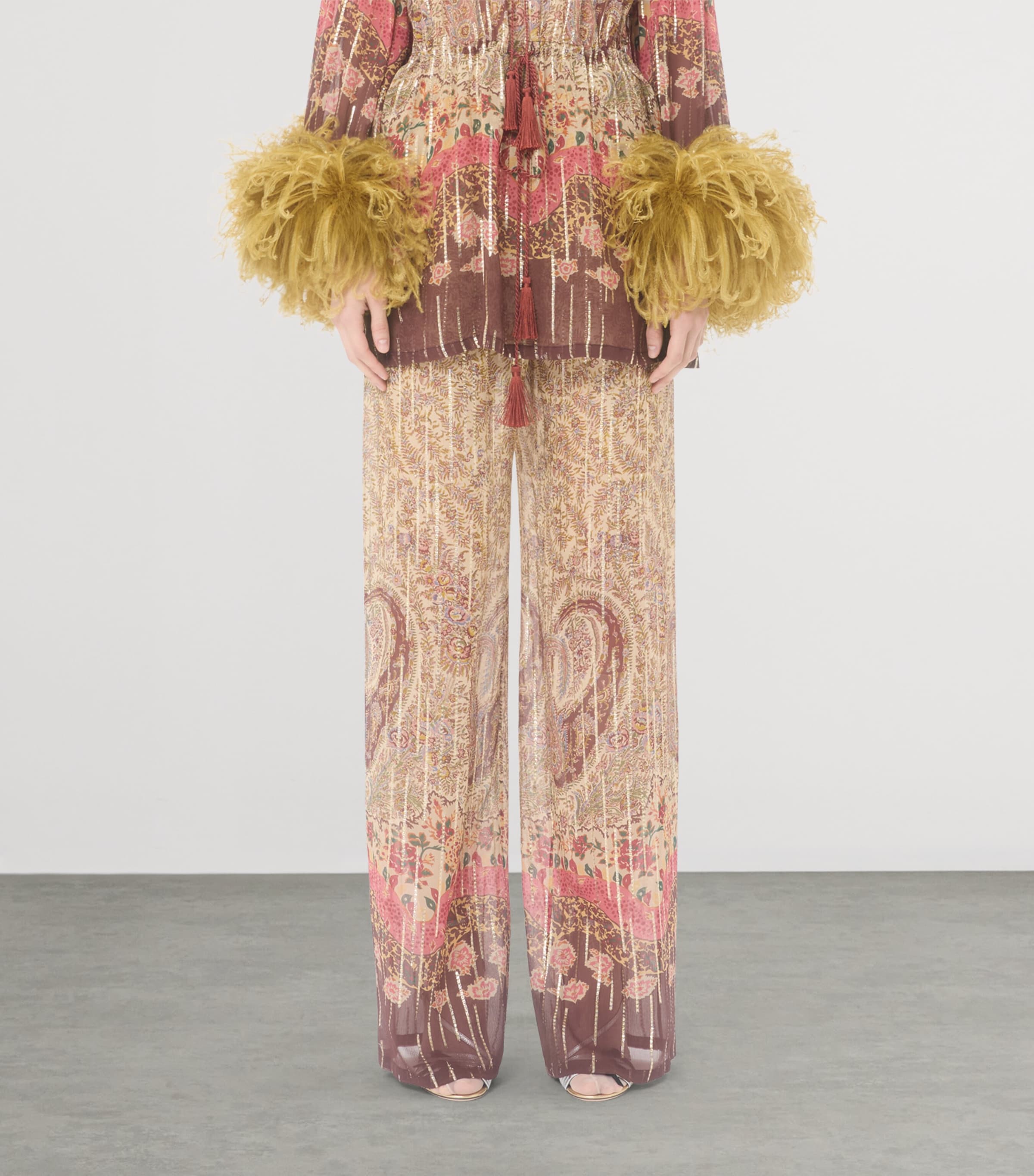 Valentino Womens Silk-Metallic Fibre Trousers Image 2