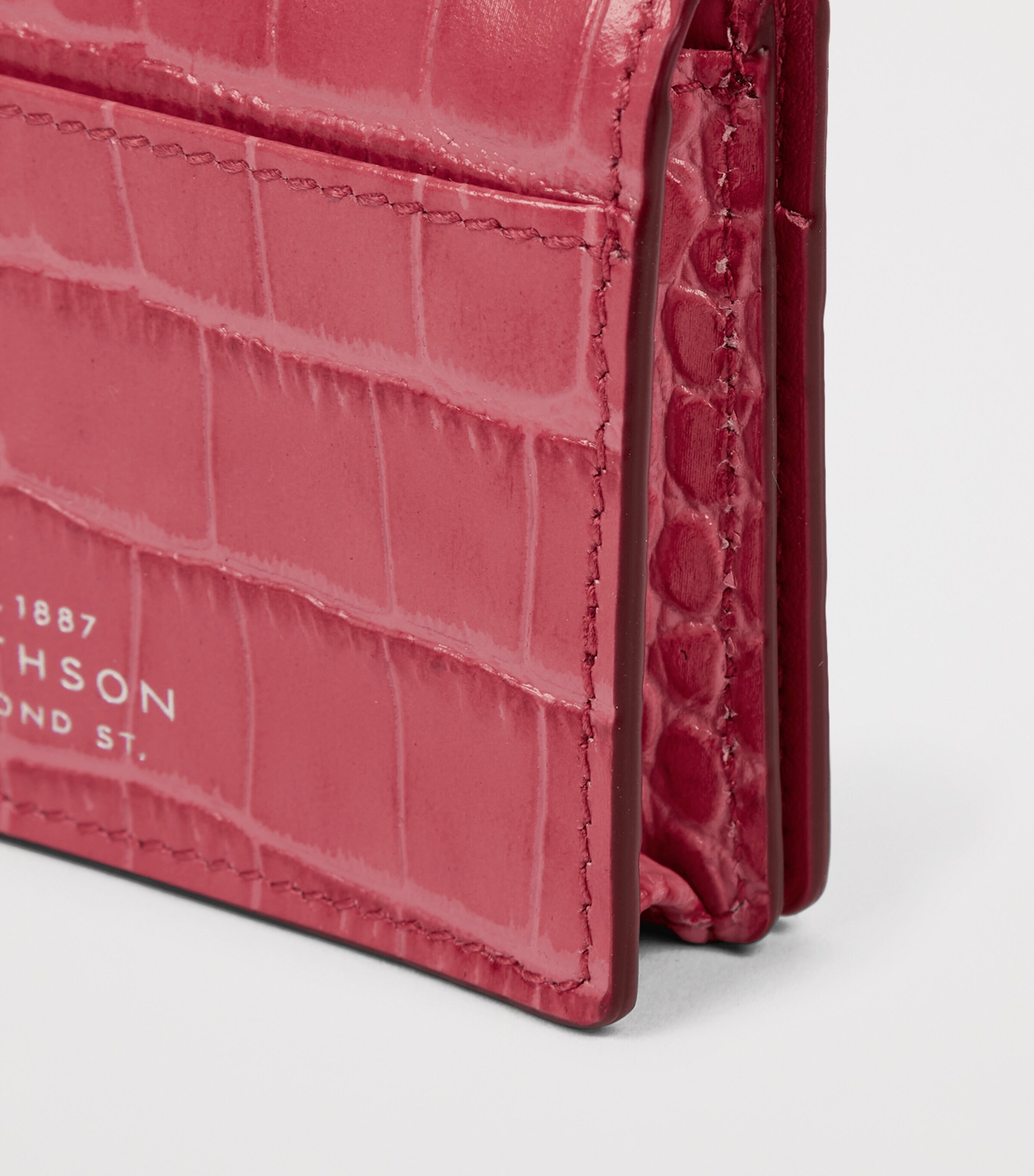 Smythson Leather Mara Folded Card Holder Raspberry Image 4
