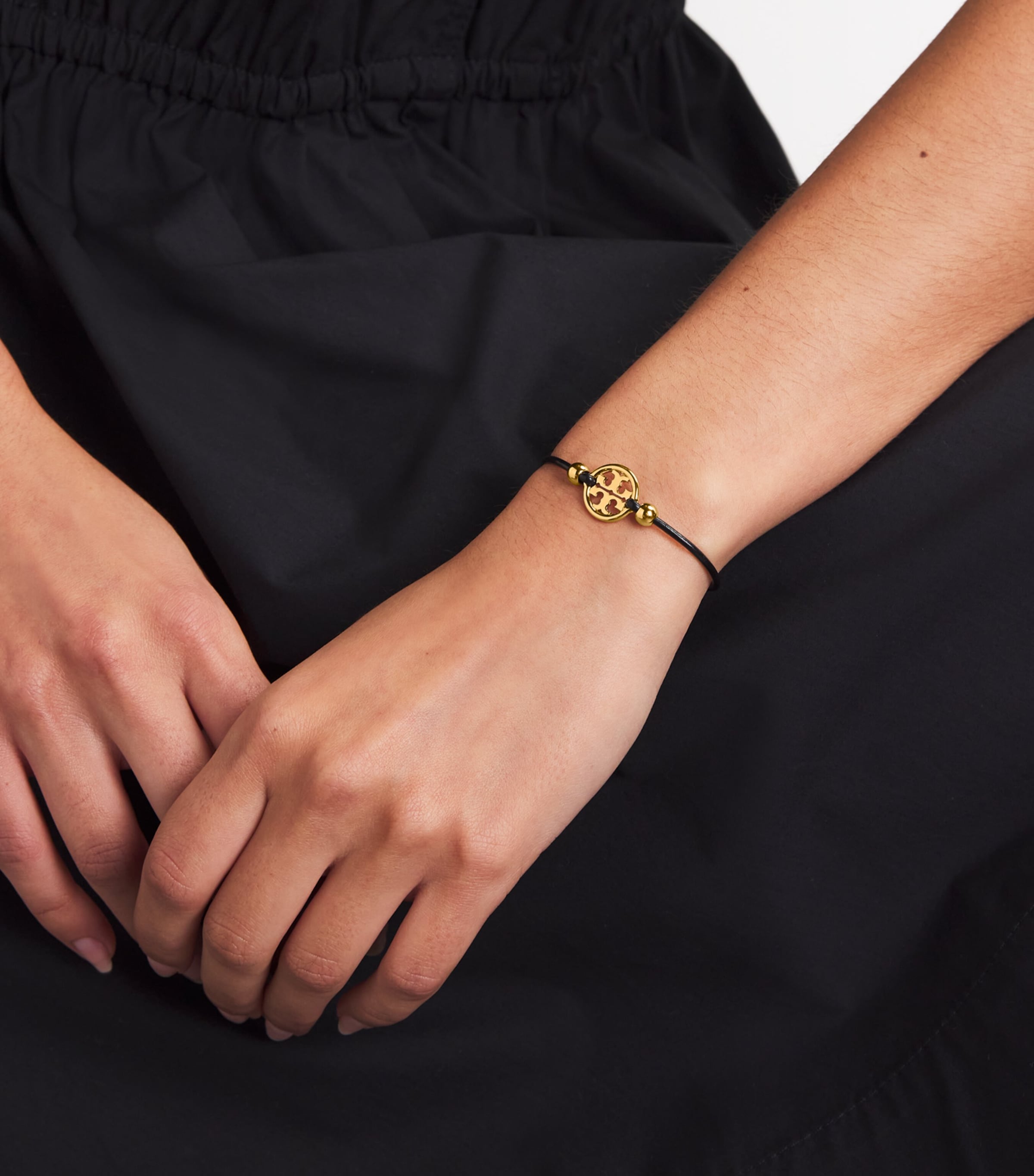 Leather Miller Slider Bracelet TORY GOLD / BLACK Image 2