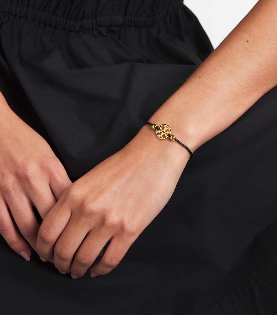 Leather Miller Slider Bracelet TORY GOLD / BLACK Image 2