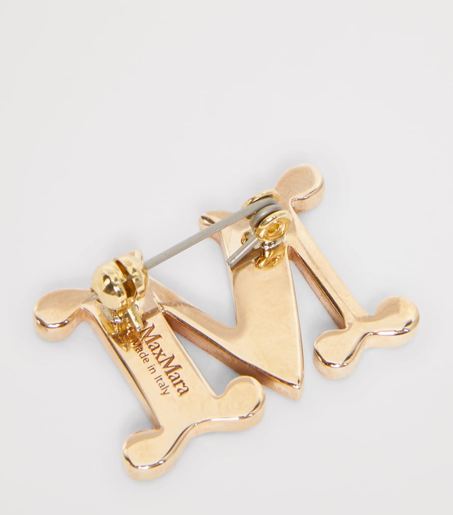 Max Mara Embellished Monogram Brooch Optical White Image 4