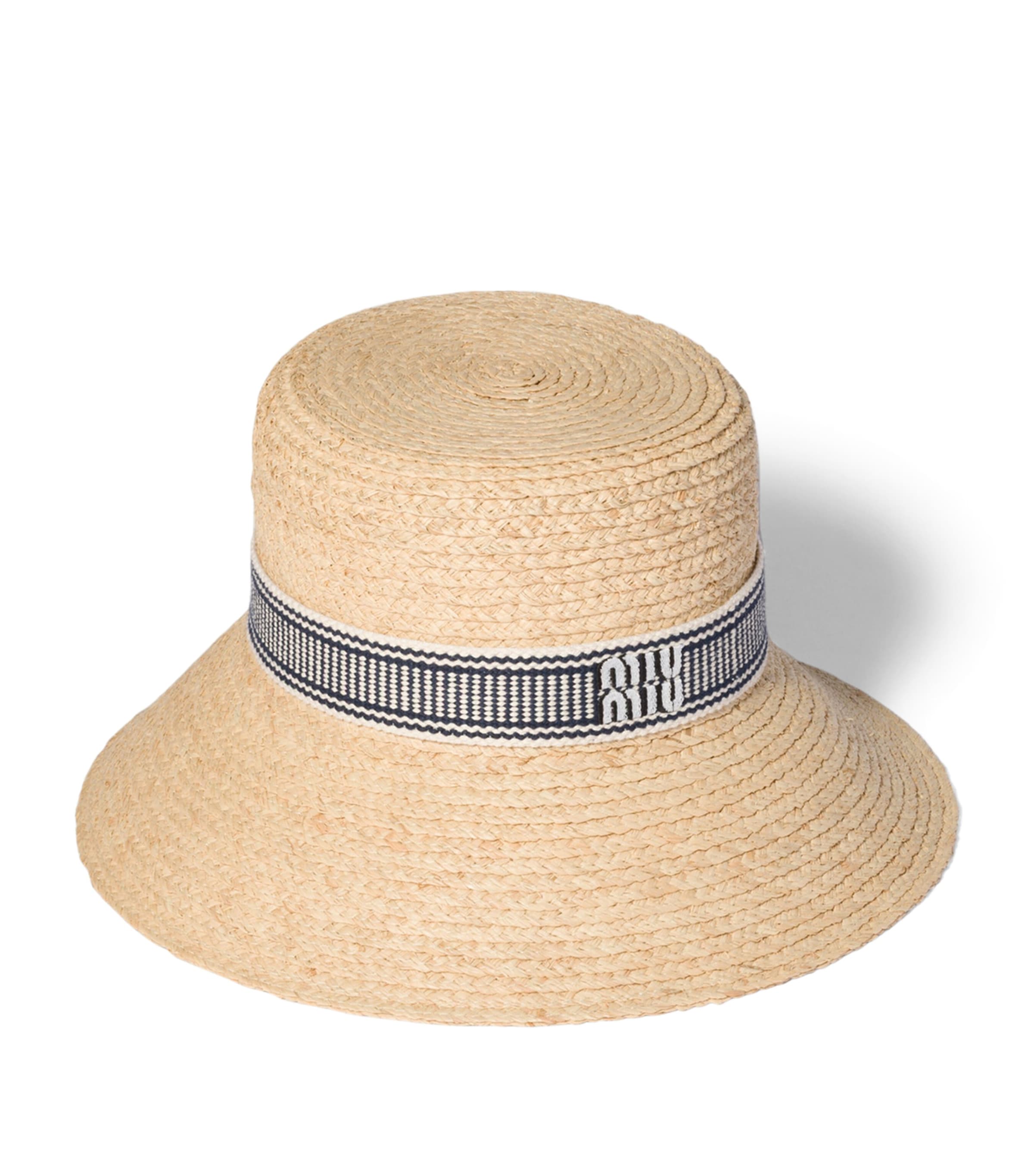 Miu Miu Raffia Logo Hat Neutral Image 1