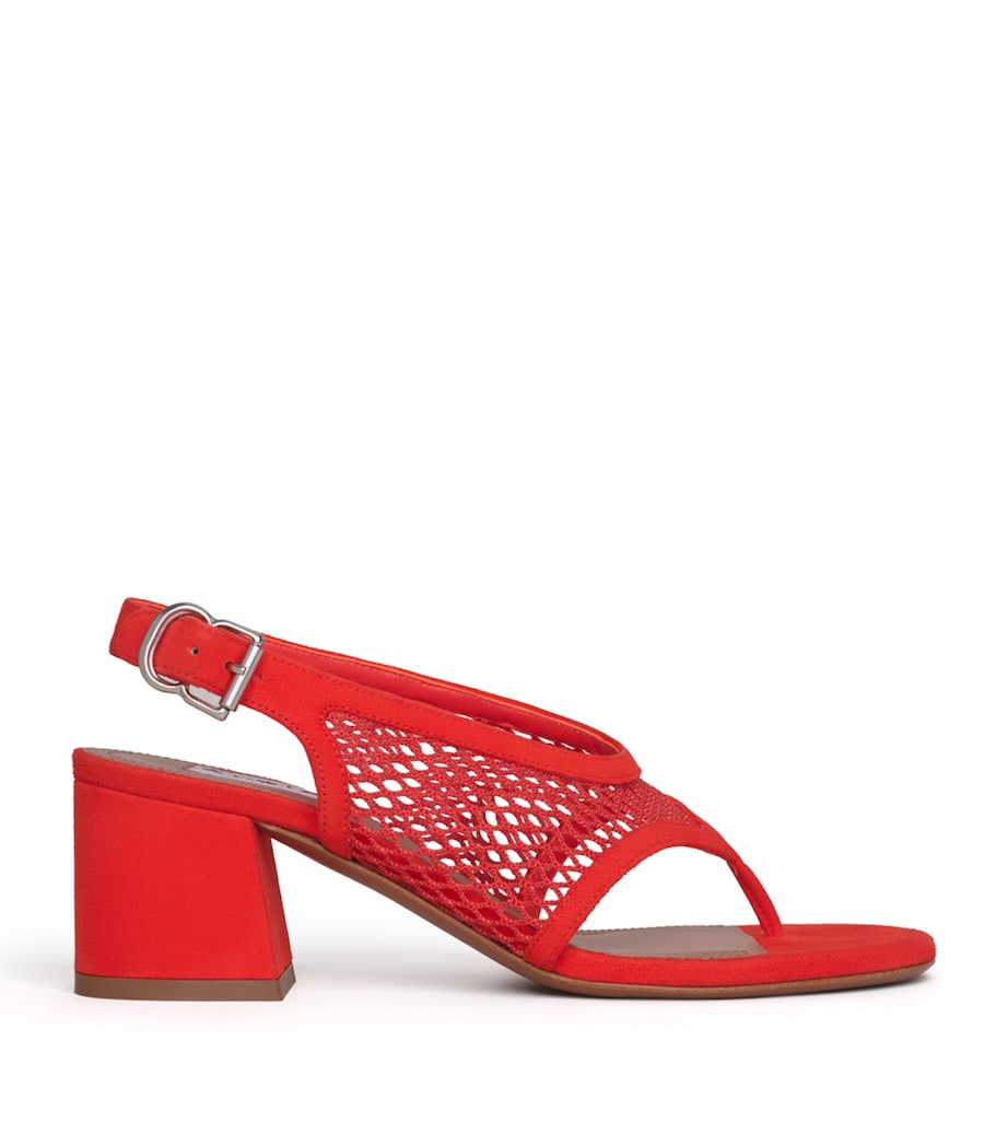Alaïa Fishnet Heeled Sandals 55 Orange Red Image 1